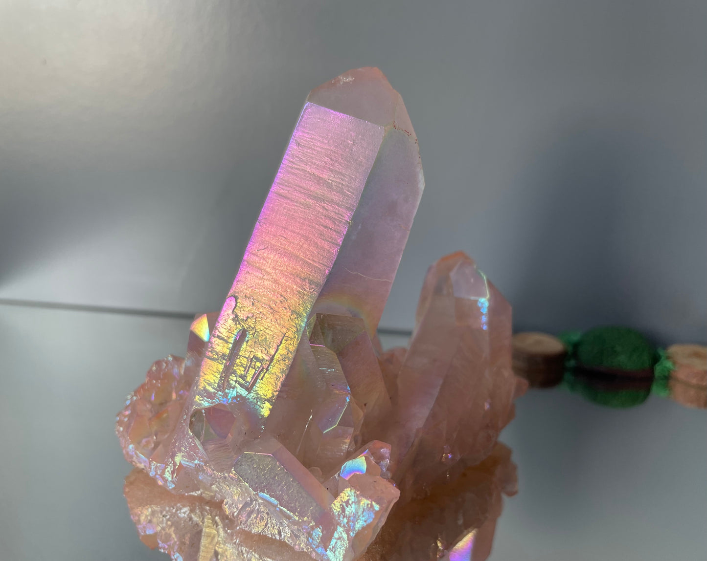 Rose Pink Aura Quartz Crystal Gemstone Cluster - Large