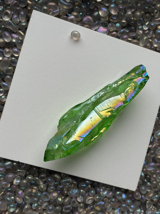 Green Aura Quartz Rough Gemstone Crystal Unicorn Tear - Large