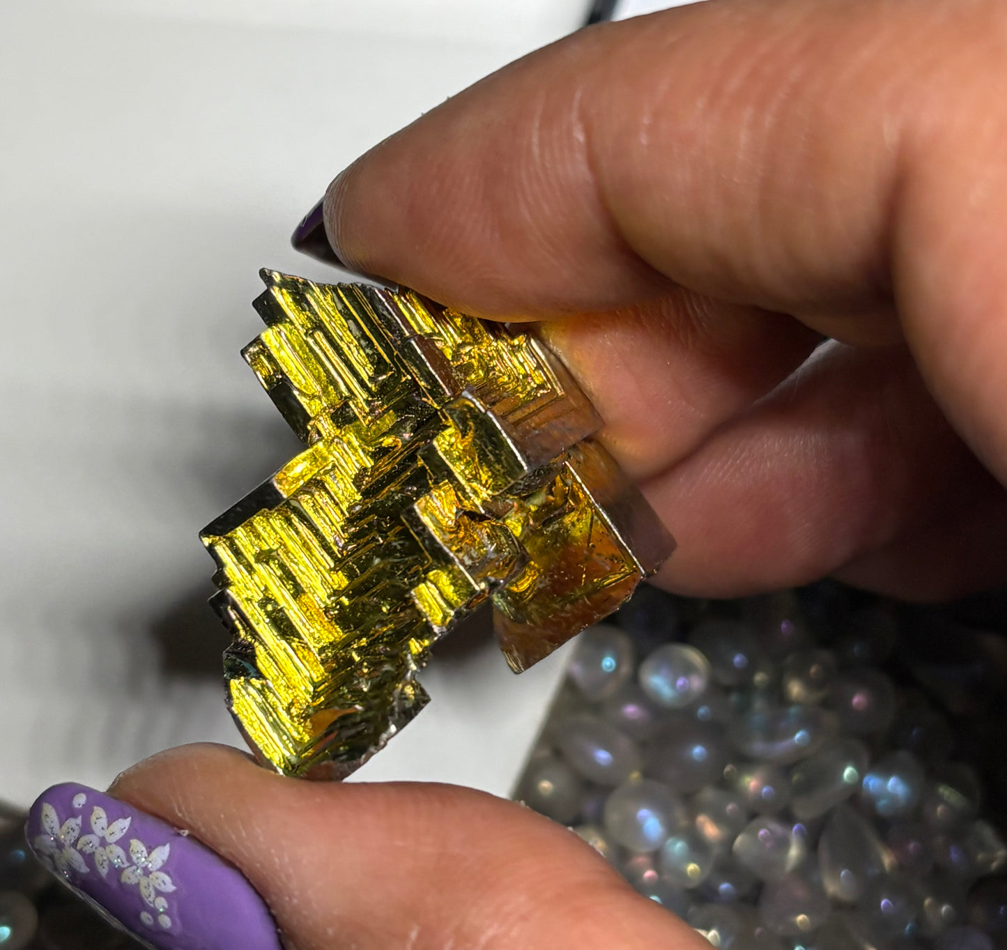 Gold Bismuth Mini Crystal Specimen Metal Art G2