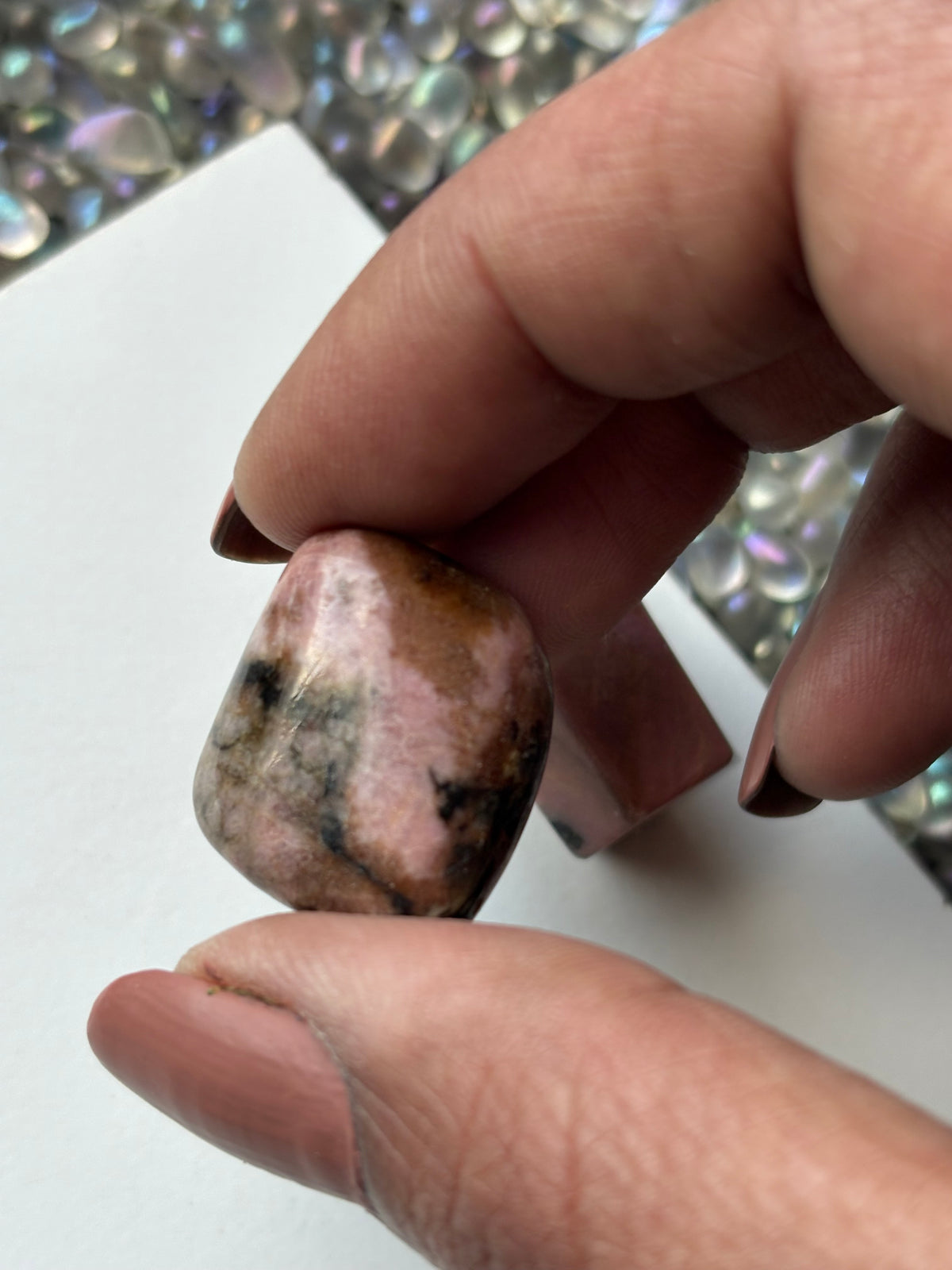 Rhodonite Gemstone Crystal Mini Point Tower & Tumbled Stone - Gift Set (1)