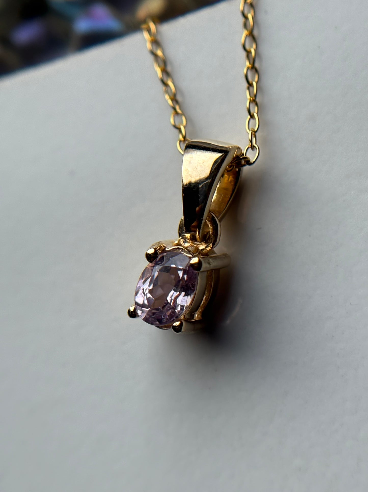 Pink Spinel Oval Gemstone Gold 925 Sterling Silver Necklace