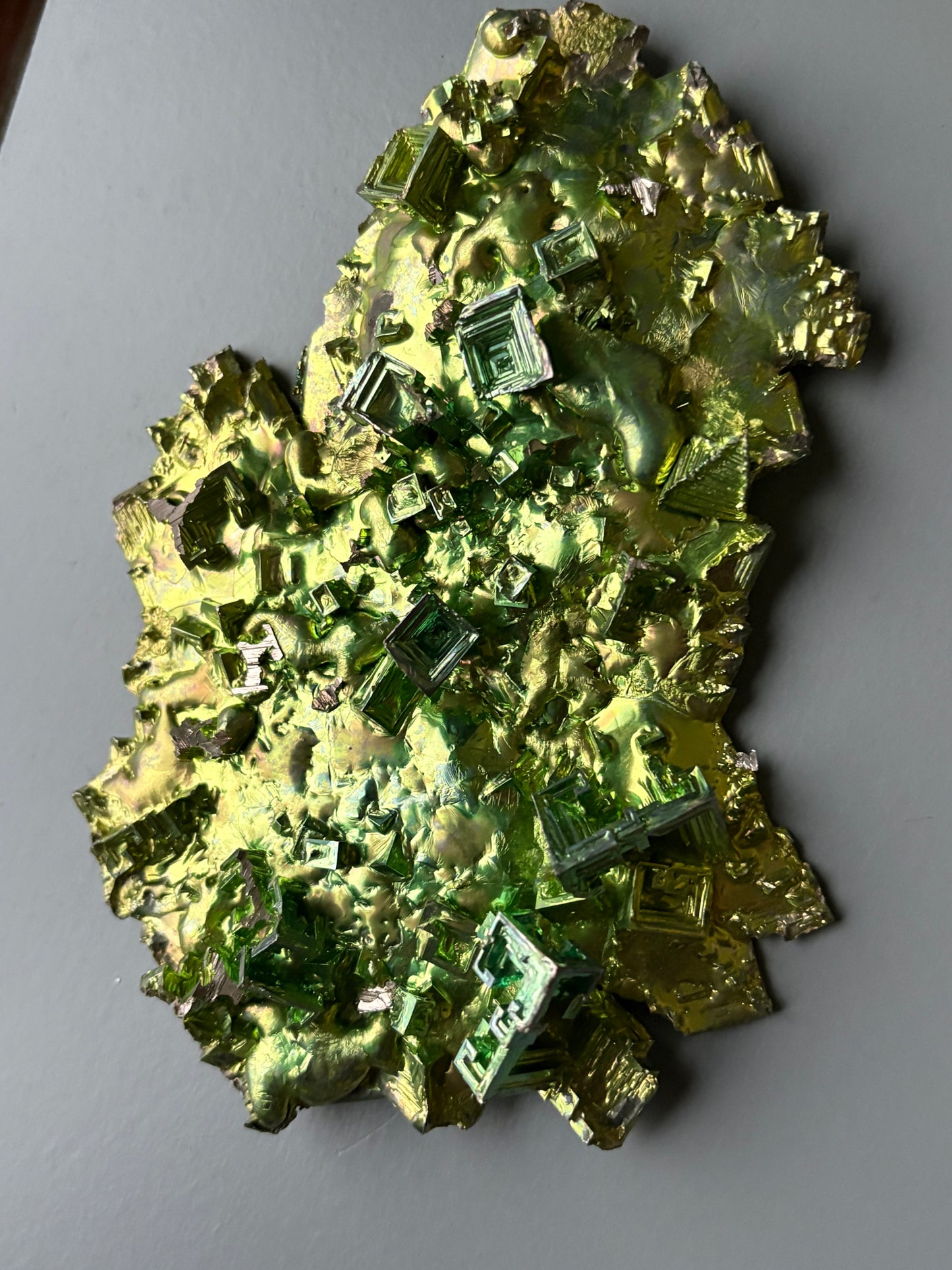 Kryptonite Green Bismuth Specimen Crystal Metal Art Large Slab