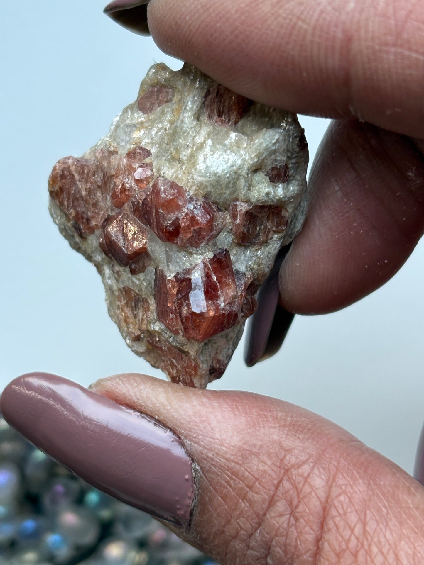 Spessertite Garnet In Schist Crystal Gemstone Rough Specimen (4)