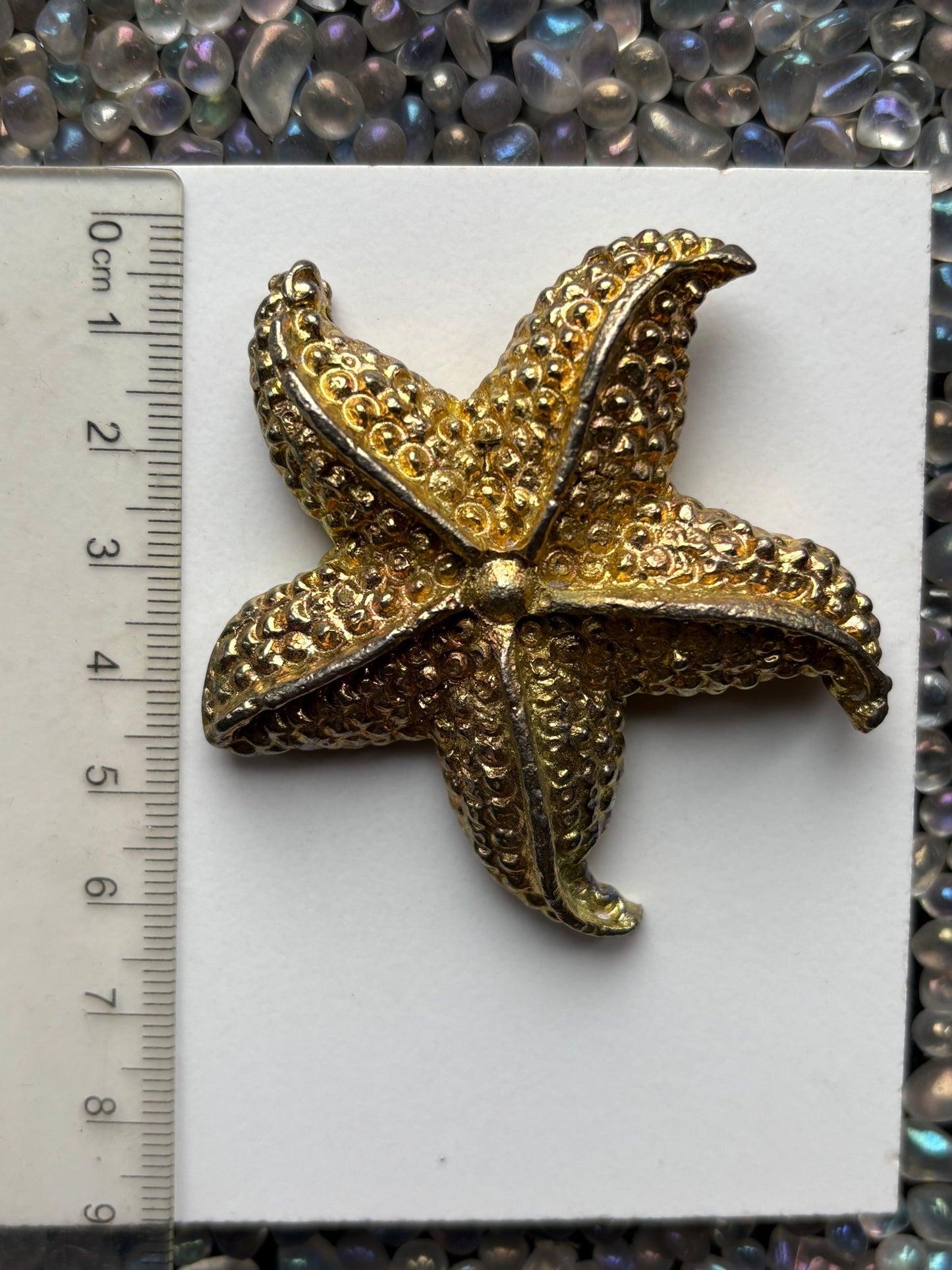 Gold Bismuth Crystal Large Starfish Metal Art Sculpture