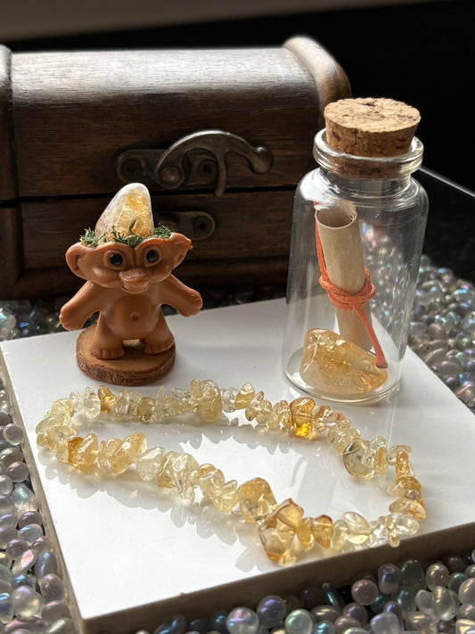 Citrine Crystal Gemstone Troll Gift Set