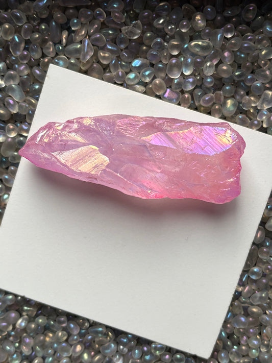 Pink Aura Quartz Rough Gemstone Crystal Unicorn Tear - Large