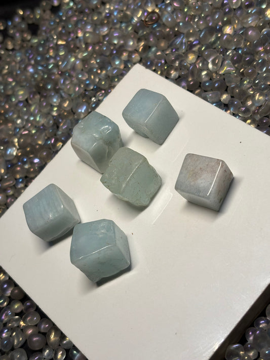 Aquamarine Gemstone Crystal - Tumbled Cube (Large)