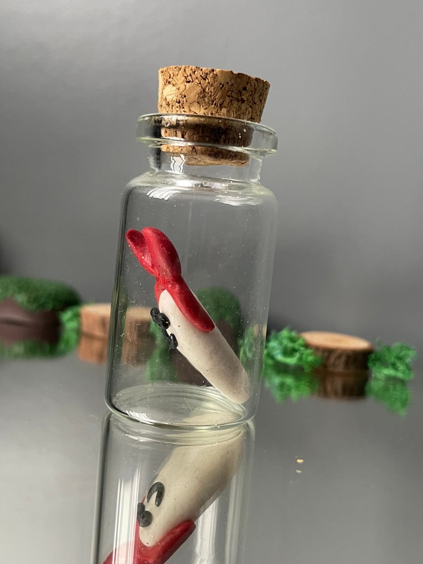 Devilish Witchy Ghost In Clay Glass Vial Art