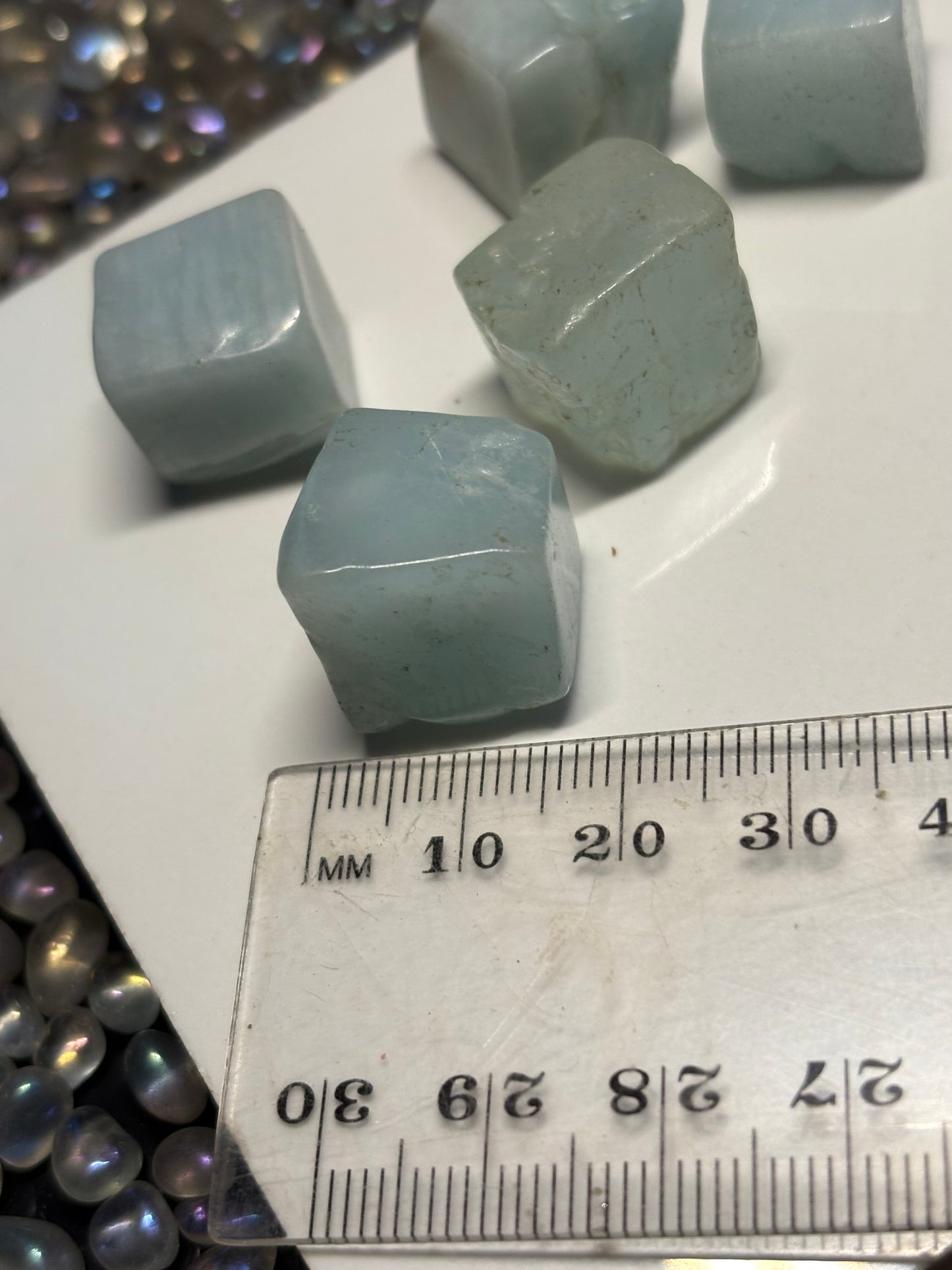 Aquamarine Gemstone Crystal - Tumbled Cube (Large)