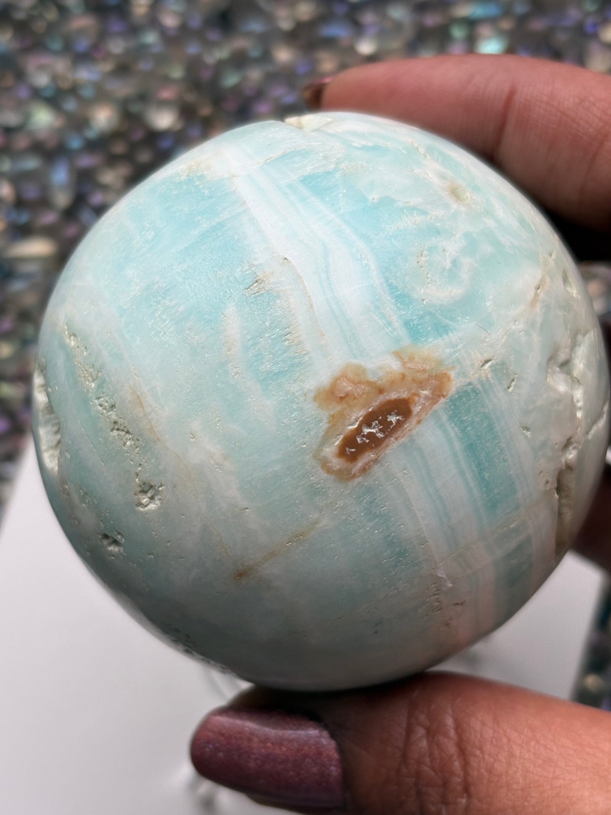Caribbean Calcite Aragonite Crystal Gemstone Sphere (3)