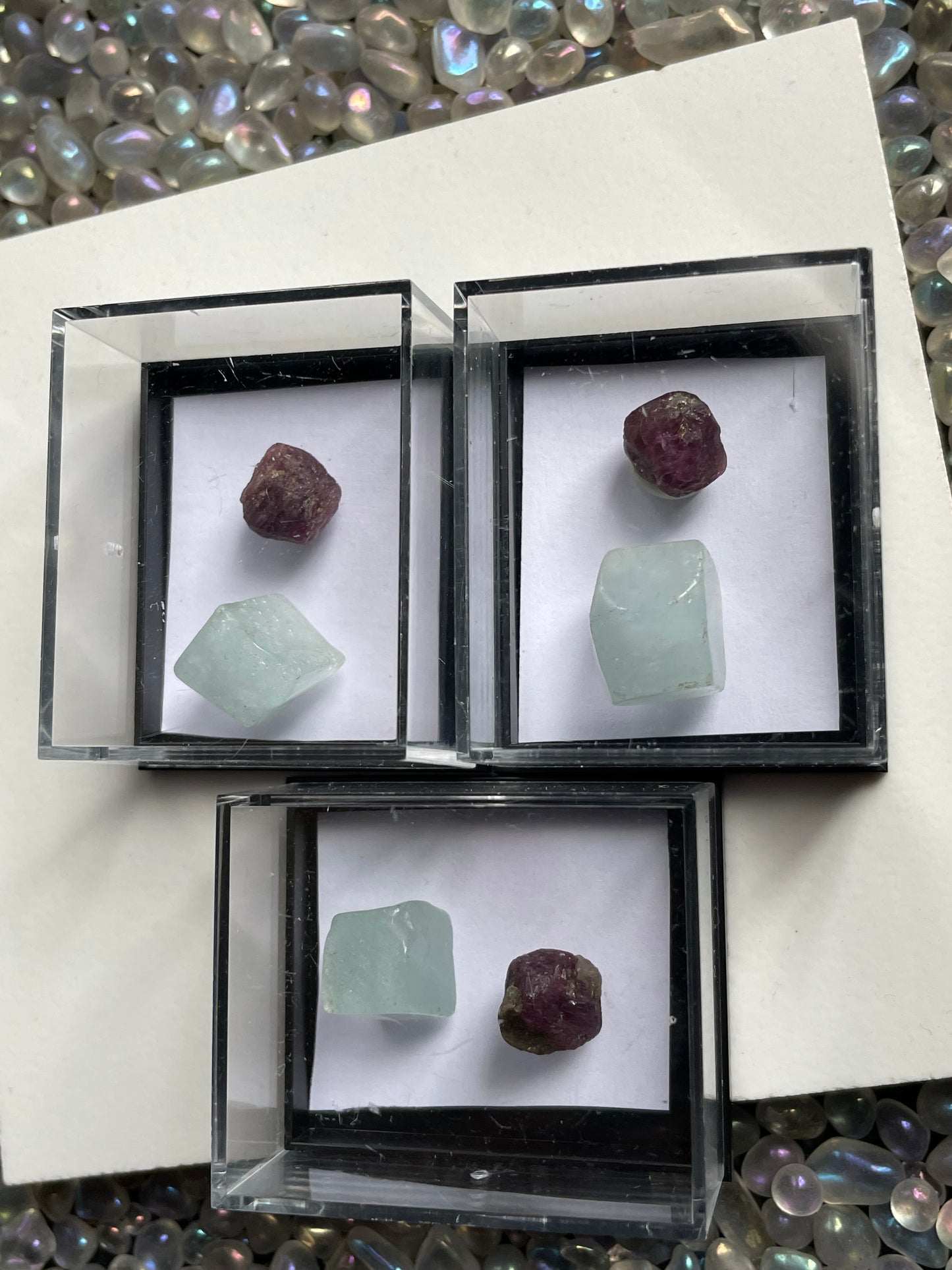 Aquamarine & Ruby Gemstone Crystal Specimen Gift Set