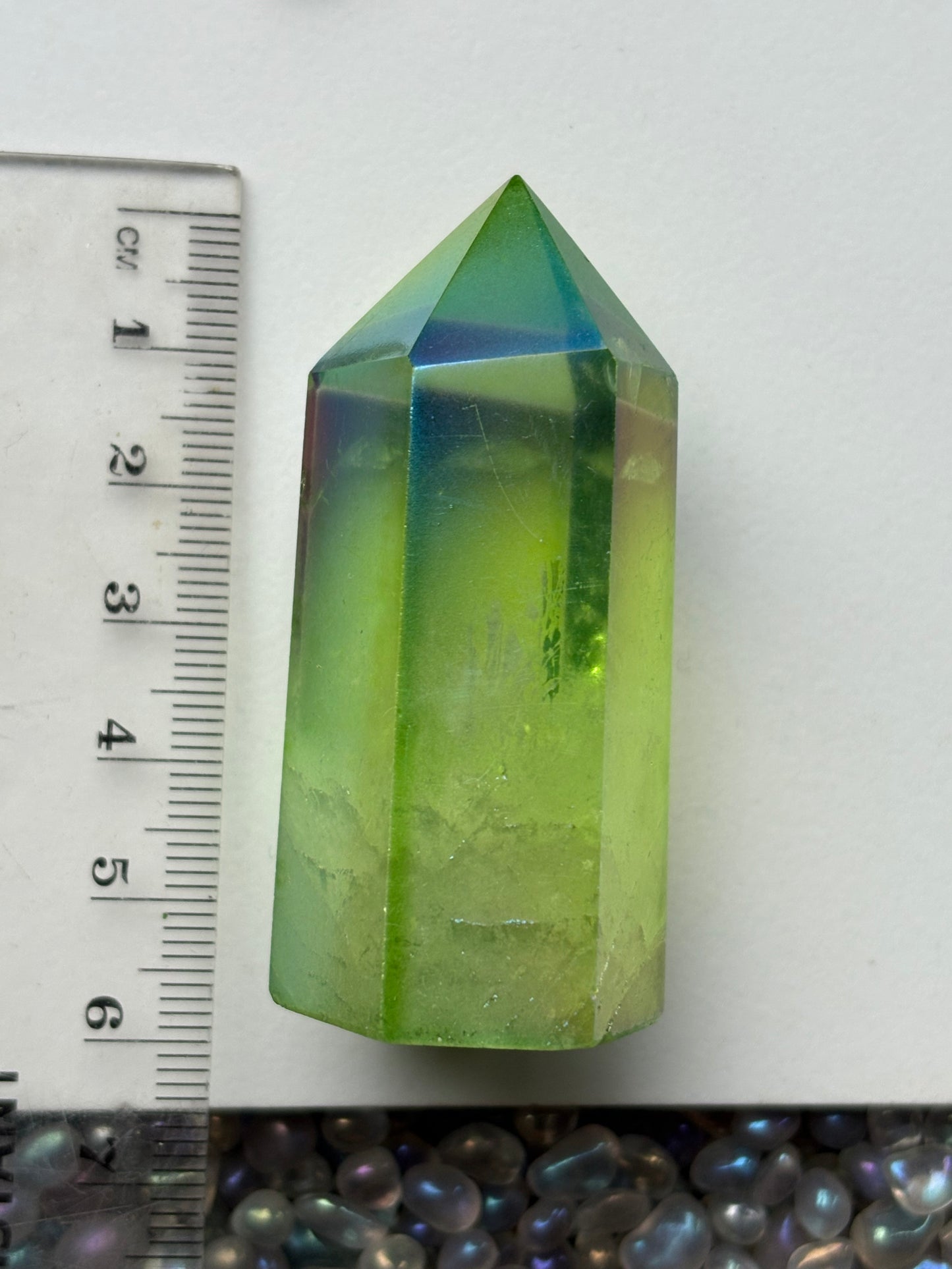 Apple Green Aura Quartz Crystal Gemstone Tower Point (3)