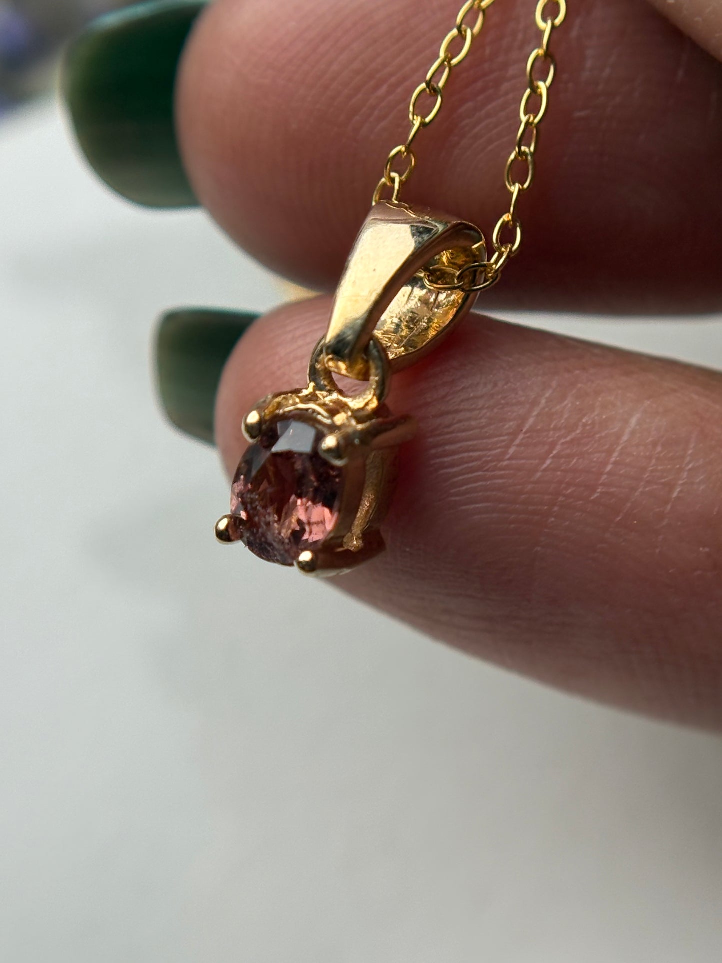 Orange Spinel Oval Gemstone Gold 925 Sterling Silver Necklace