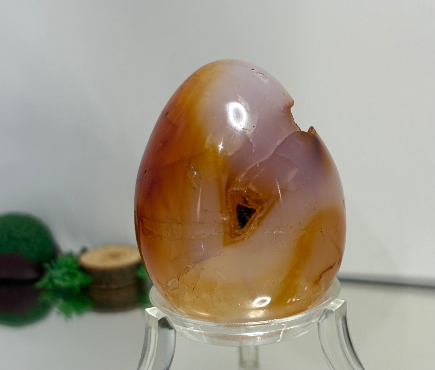 Carnelian Druzy Crystal Gemstone Egg Carving (1)