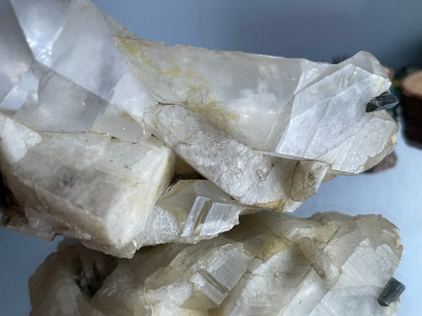 Quartz Black Tourmaline & Albite Rough Crystal Gemstone Mineral Specimen