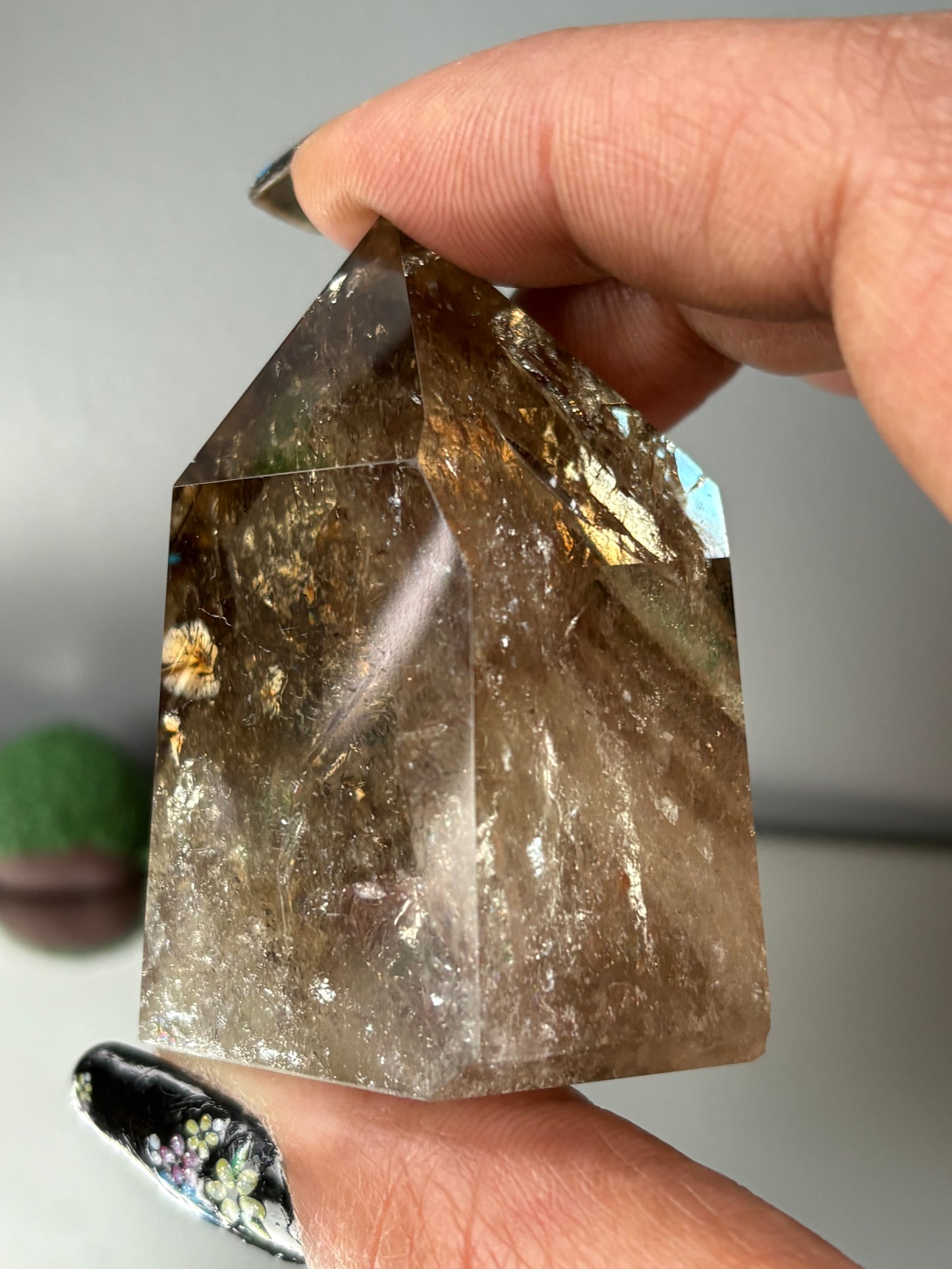 Rainbow Phantom Smoky Citrine Crystal Gemstone Tower Point - P3