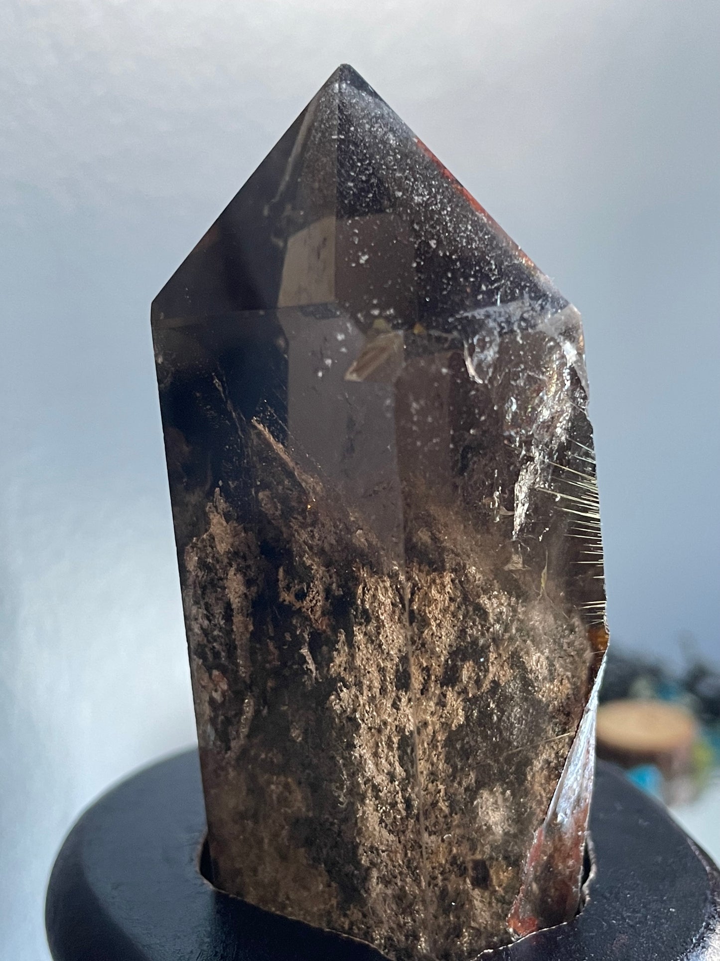 Smoky Hematite Rutile Garden Quartz Crystal Gemstone Tower Point