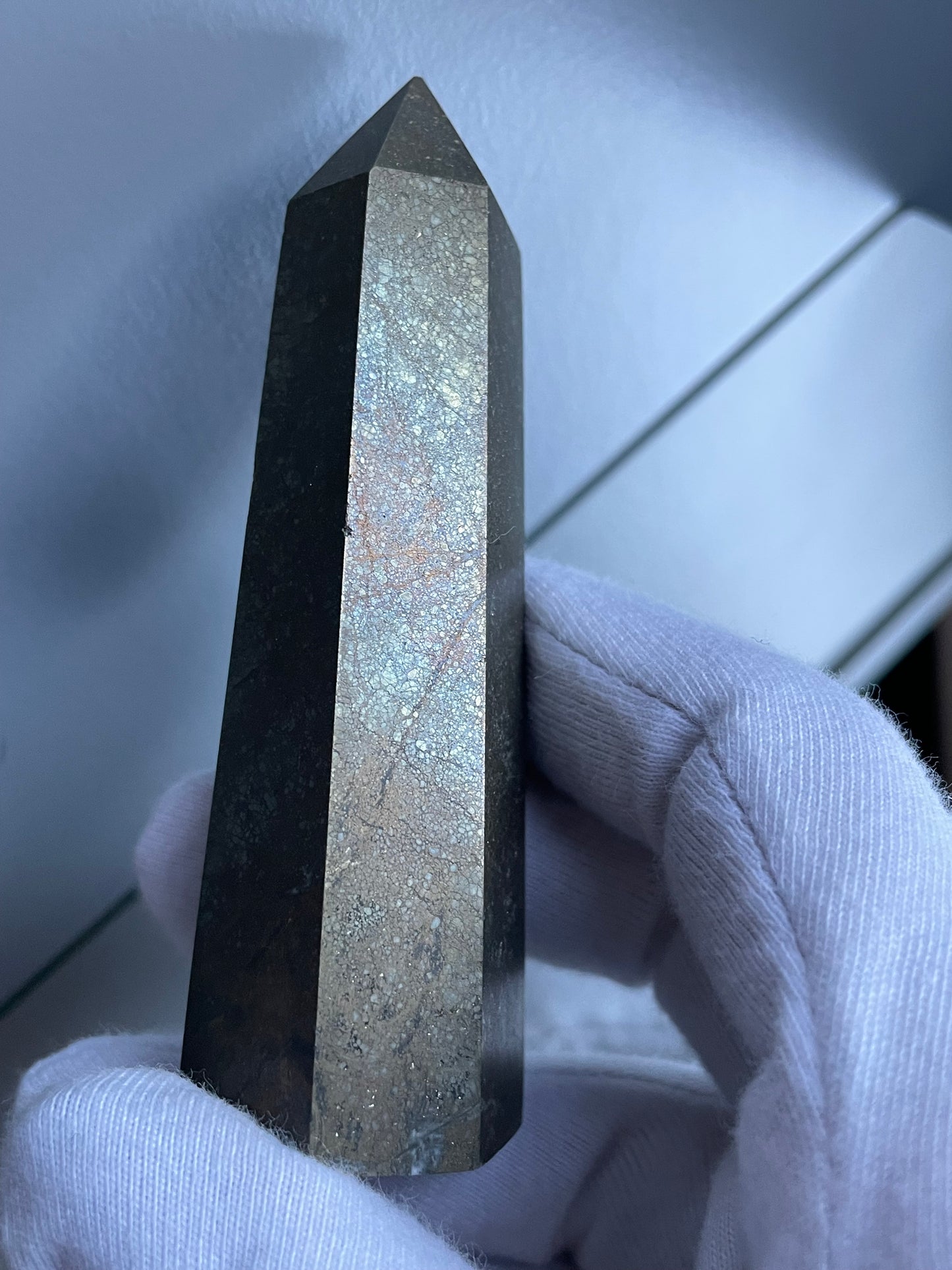 Pyrite Gemstone Crystal Tower Point  - (D)