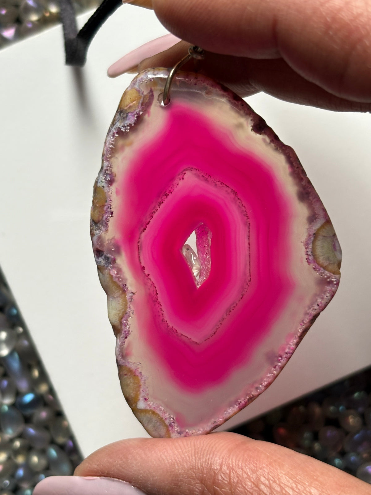 Agate Crystal Gemstone Slice Wall Tree Hanging (1)