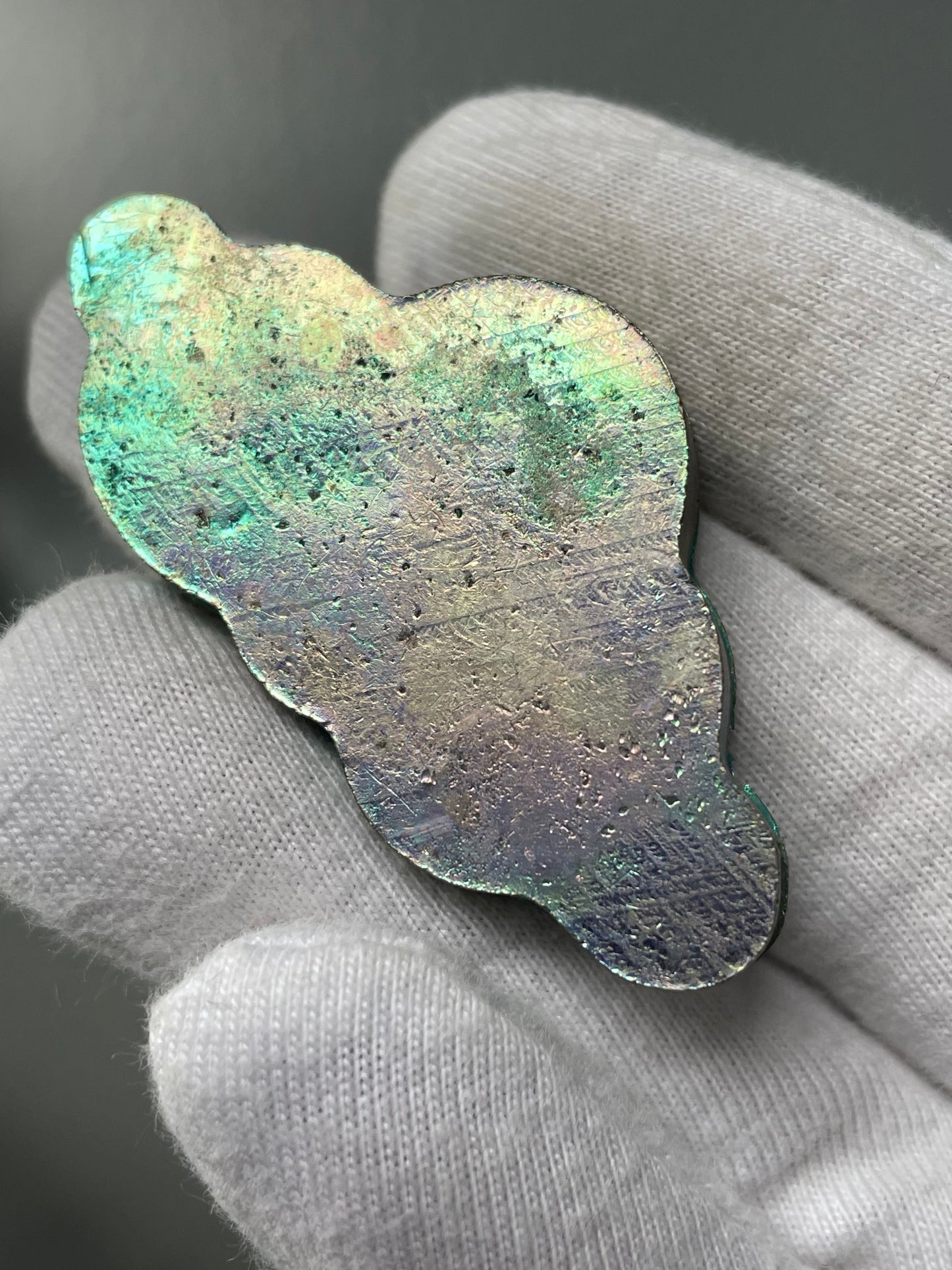 Teal Bismuth Crystal Cloud Cut Out Metal Art