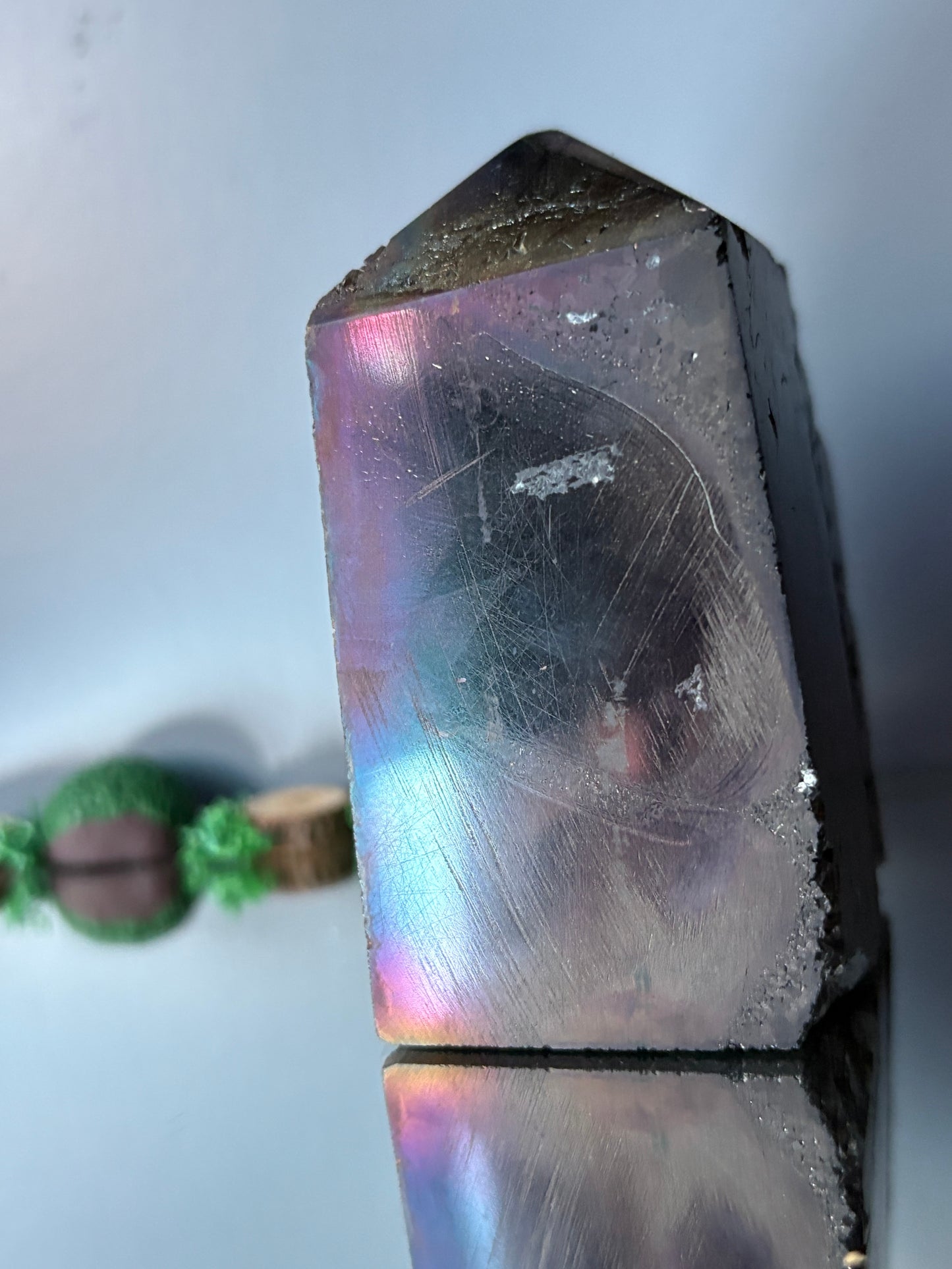 Black Aura Coated Amethyst Gemstone Crystal Cluster Tower Chunk (C)
