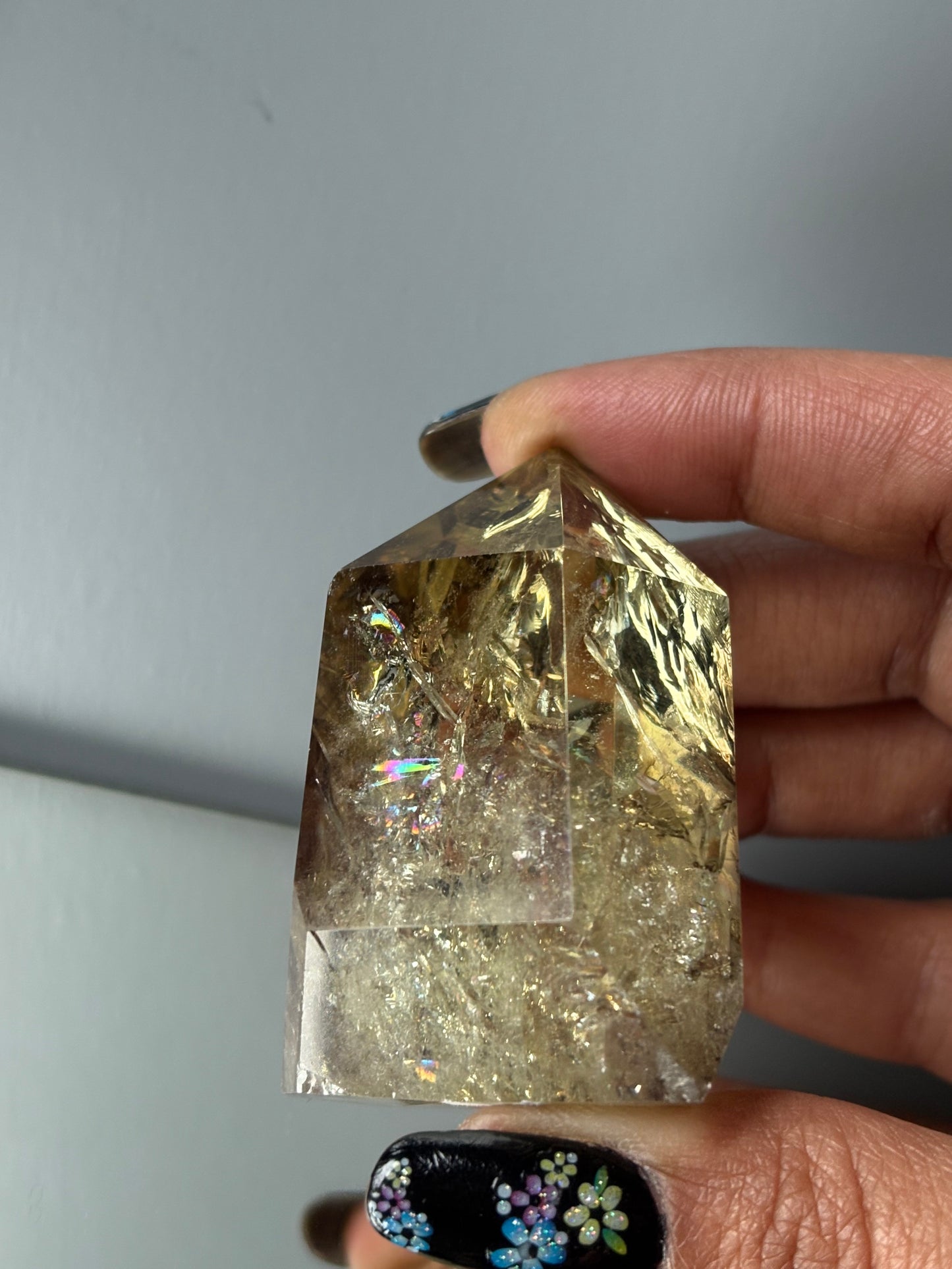 Rainbow Phantom Smoky Citrine Crystal Gemstone Tower Point - P4