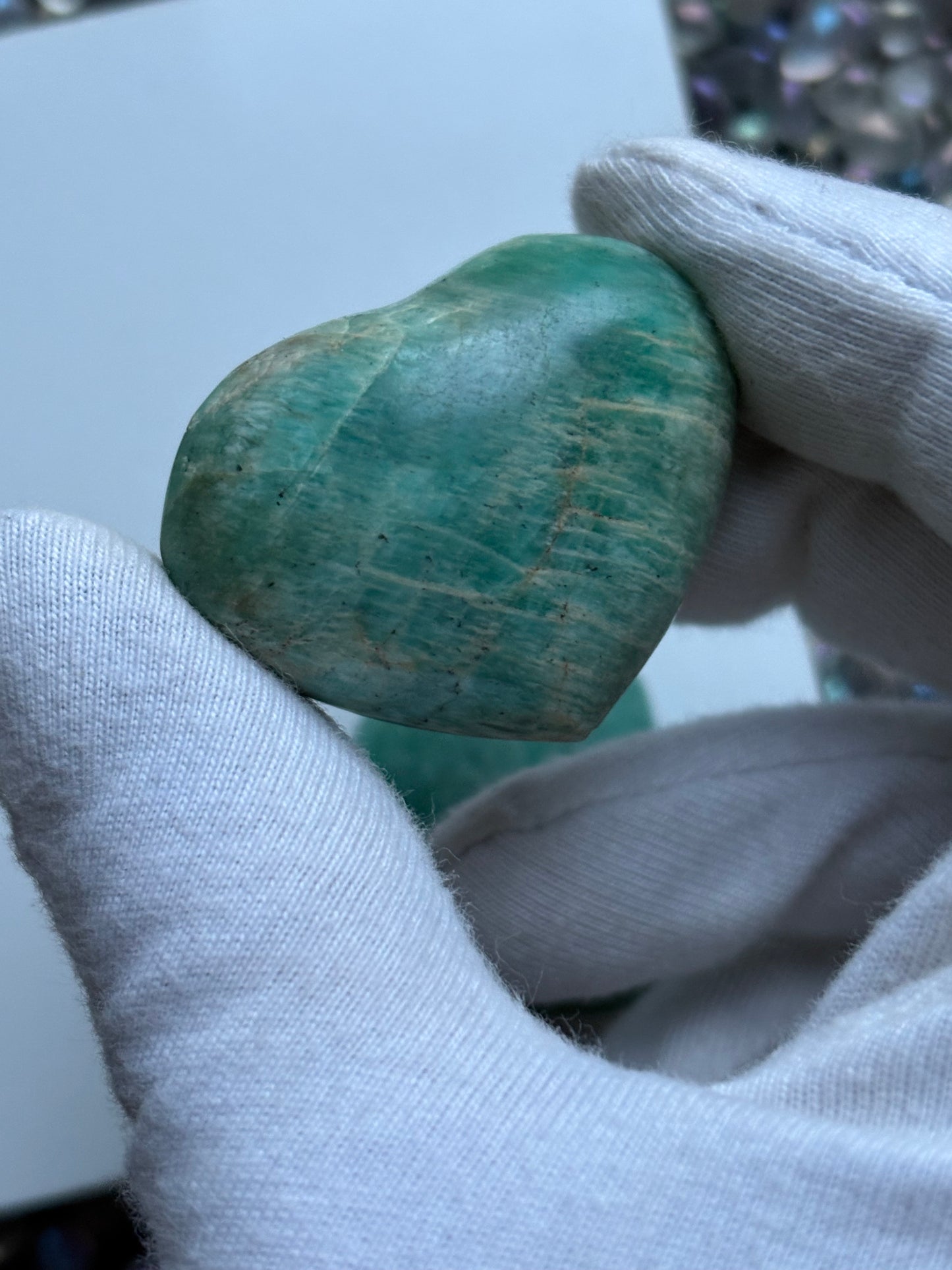 Amazonite Crystal Gemstone Puffy Heart Carving (C)
