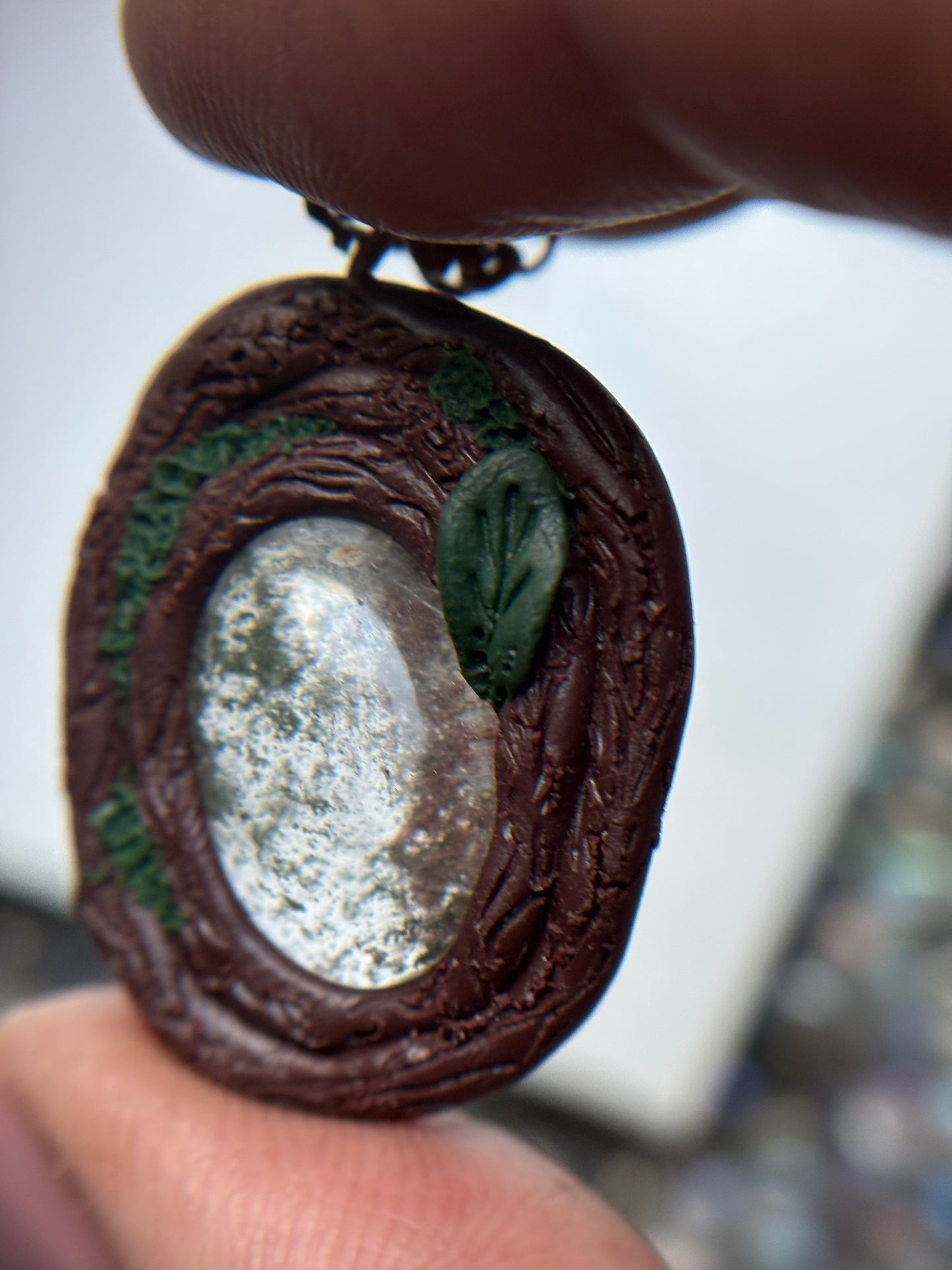 Lodalite Garden Quartz Crystal Gemstone Oval Enchanted Forest Necklace (3)