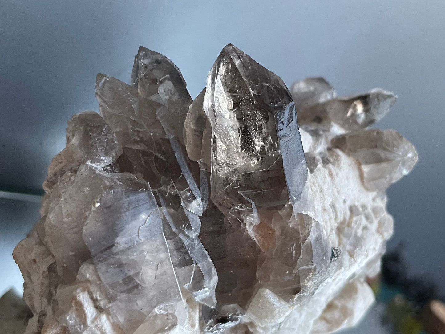 Smoky Quartz Epidote & Albite Rough Crystal Gemstone Cluster Mineral Specimen