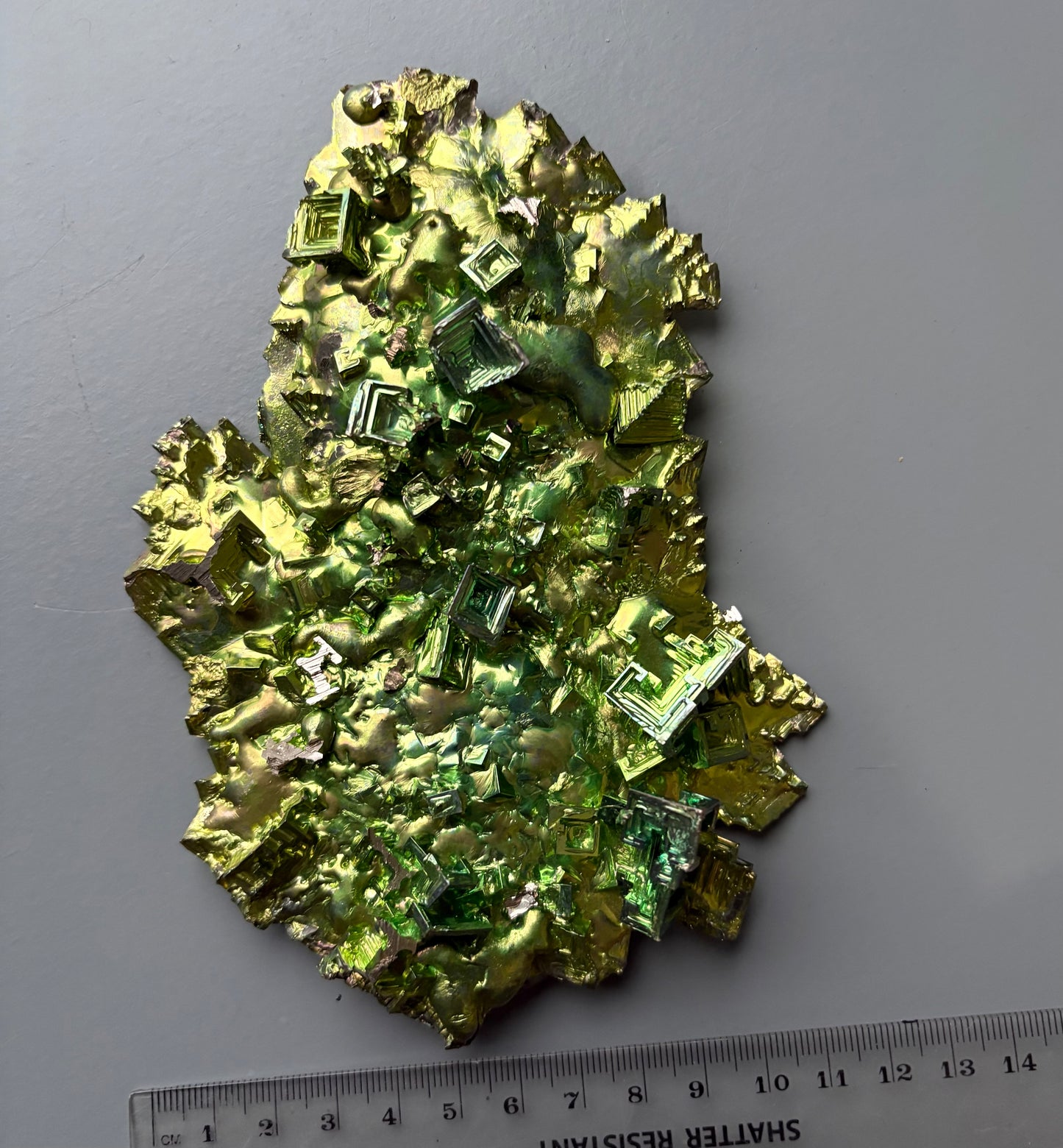 Kryptonite Green Bismuth Specimen Crystal Metal Art Large Slab