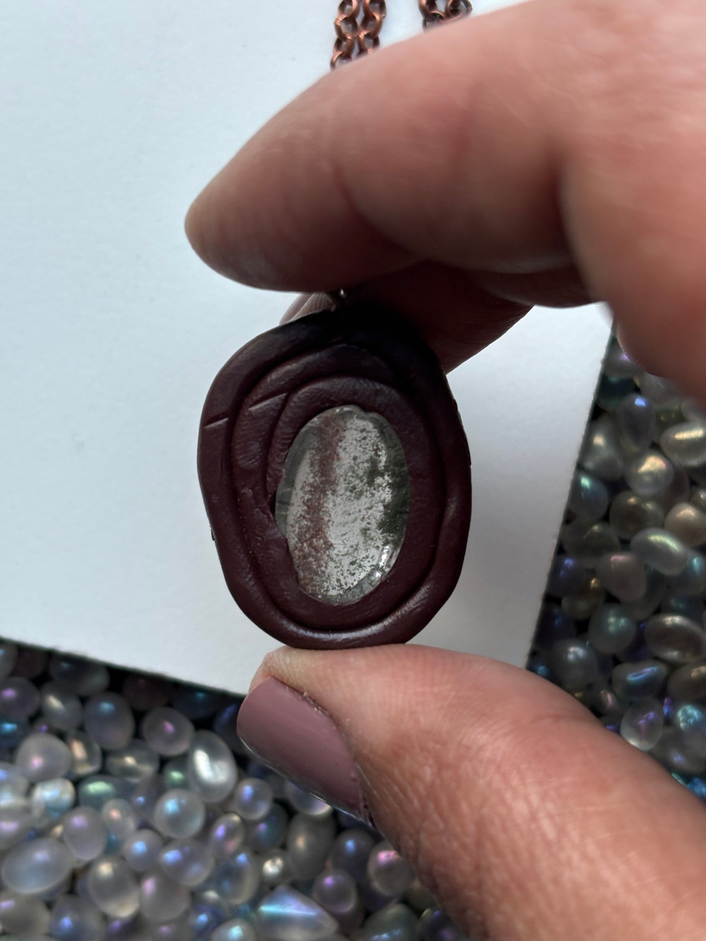 Lodalite Garden Quartz Crystal Gemstone Oval Enchanted Forest Necklace (3)