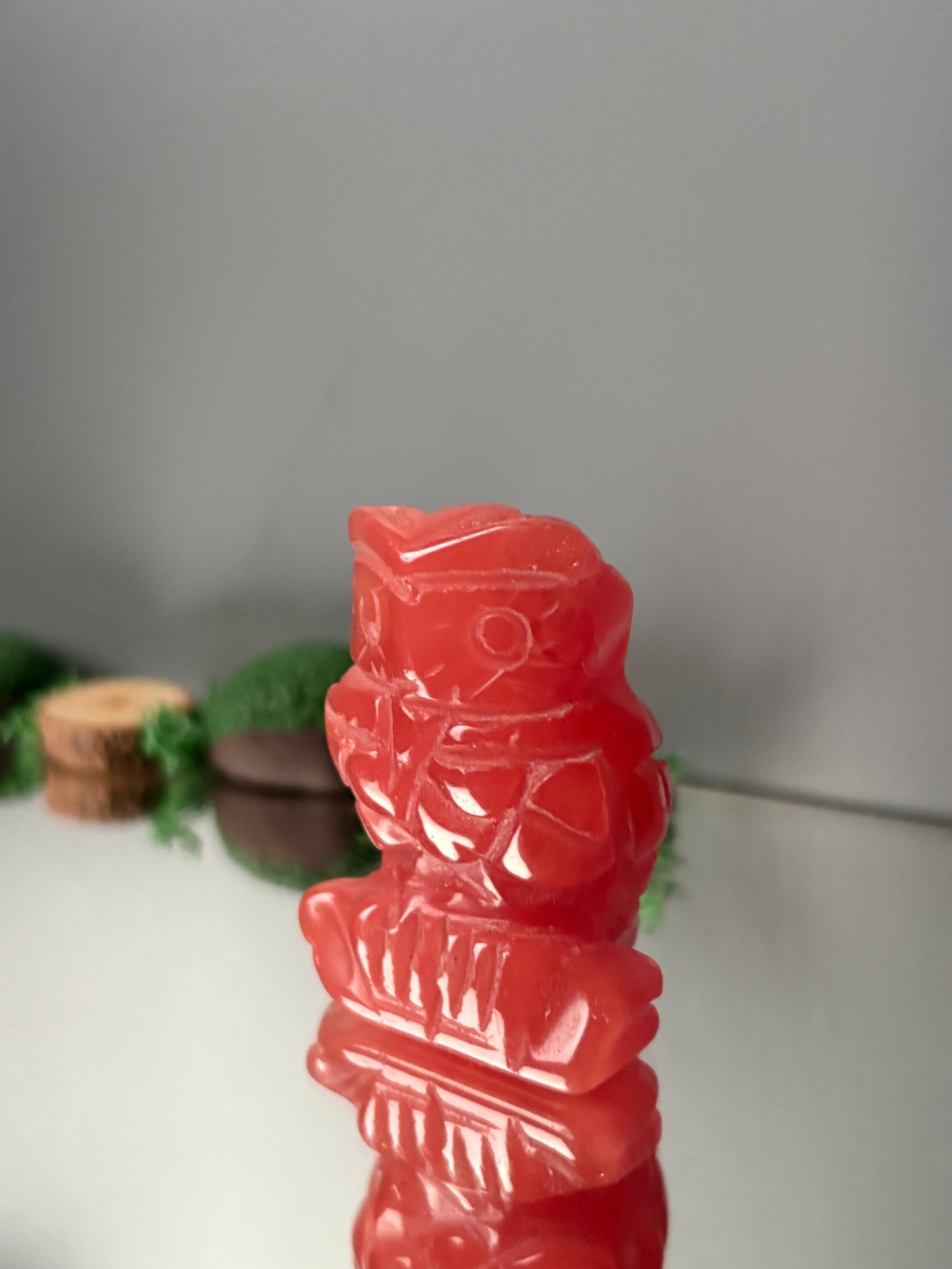 Cherry Quartz Gemstone Crystal Animal Owl Carving