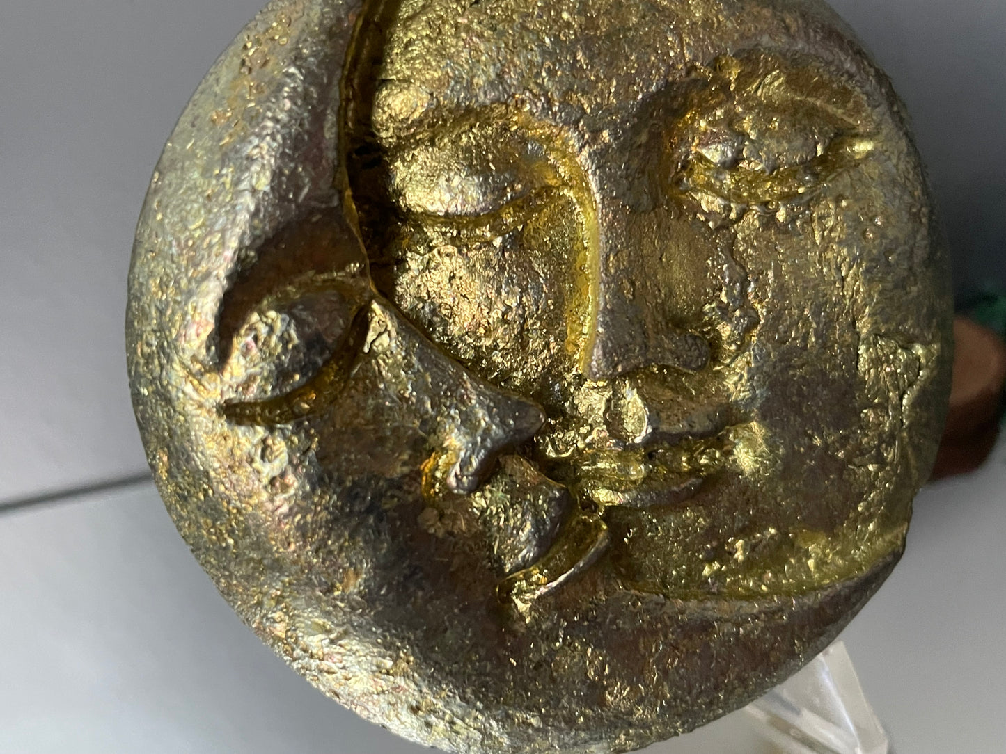 Gold Bismuth Crystal Sun Moon Metal Art Sculpture