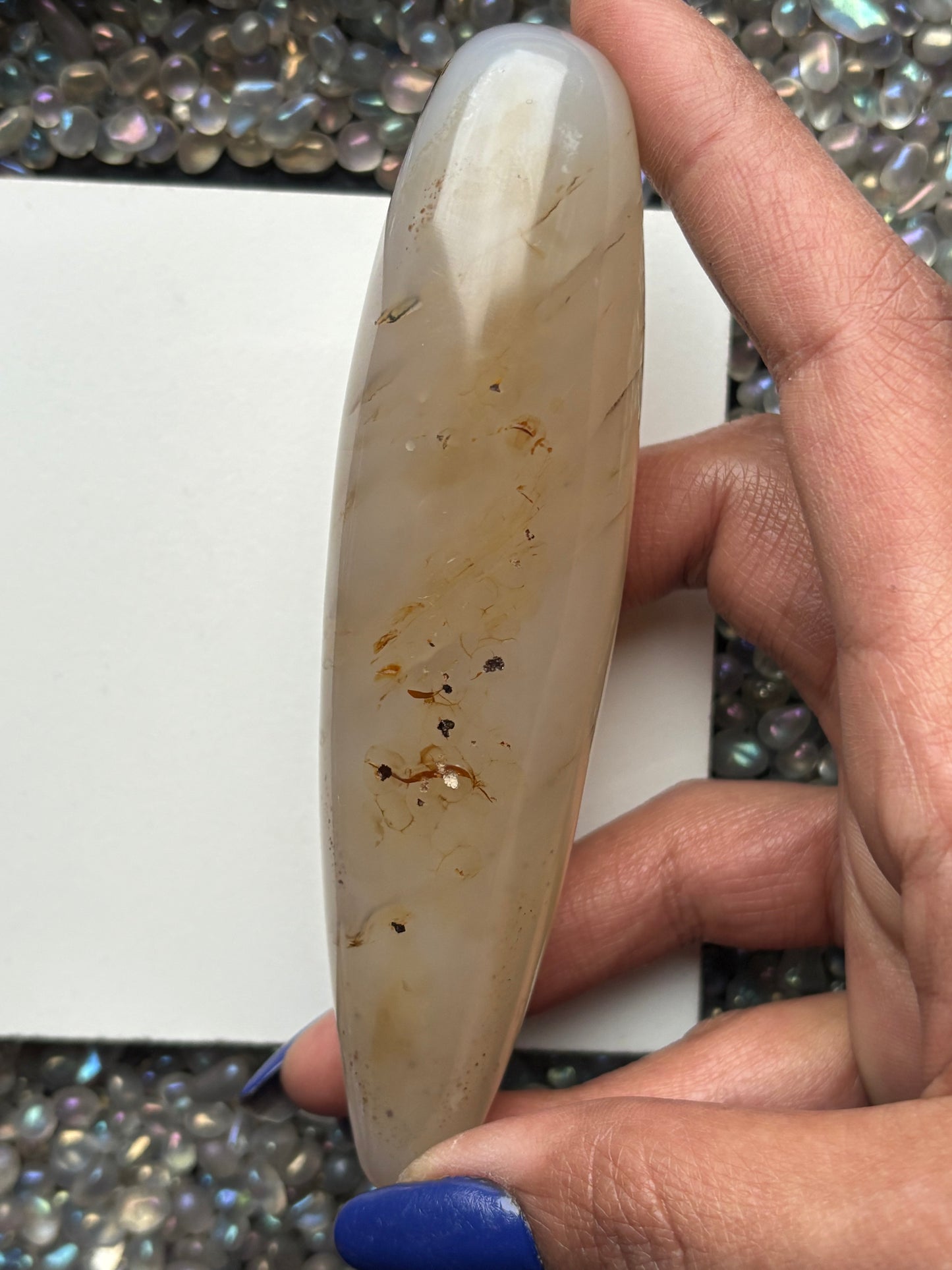 Dendritic Agate Crystal Gemstone Massage Wand — Self-care Tool - Medium
