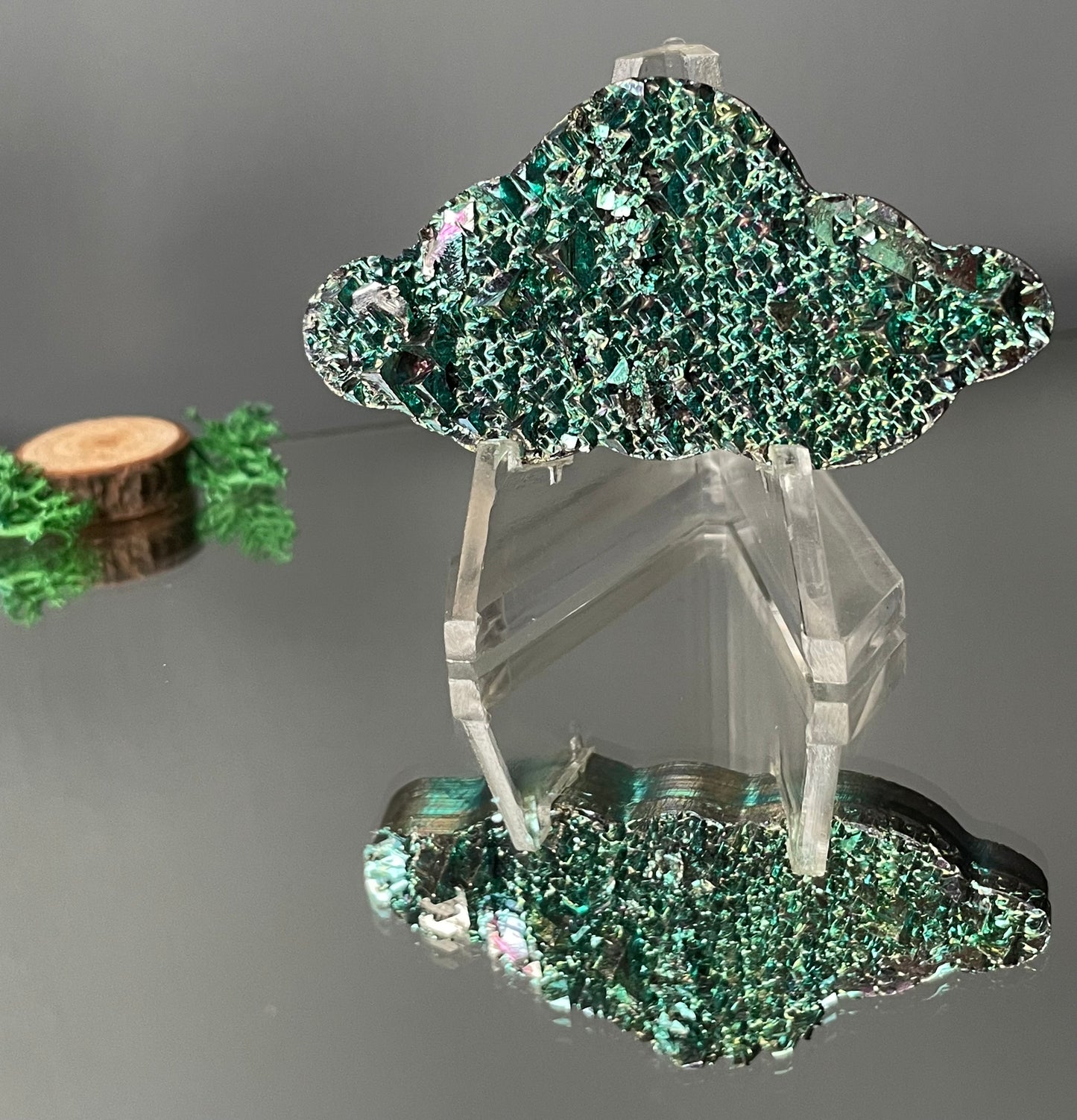 Teal Bismuth Crystal Cloud Cut Out Metal Art