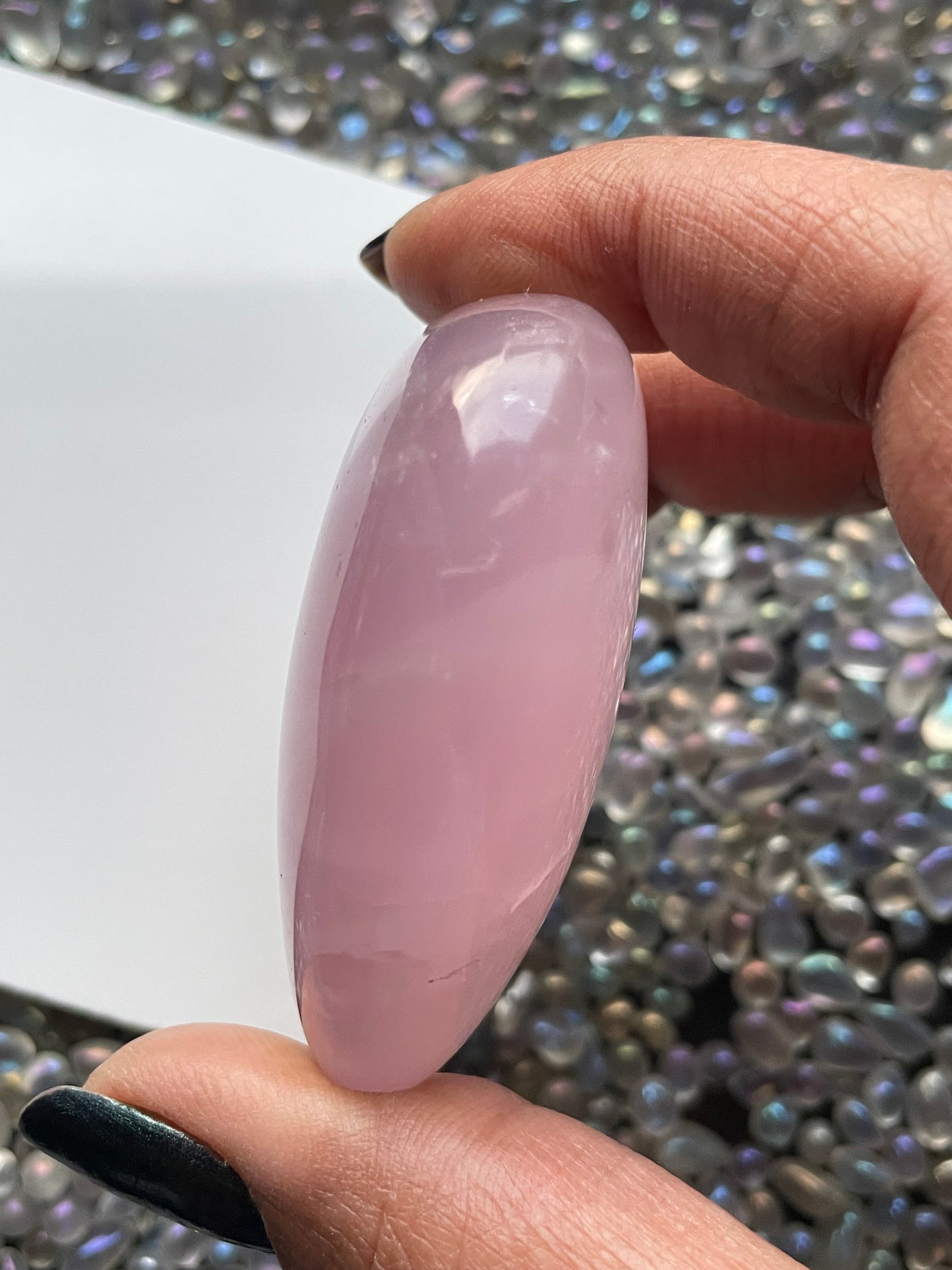 Star Rose Quartz Crystal Gemstone - Palm Stone - (2)