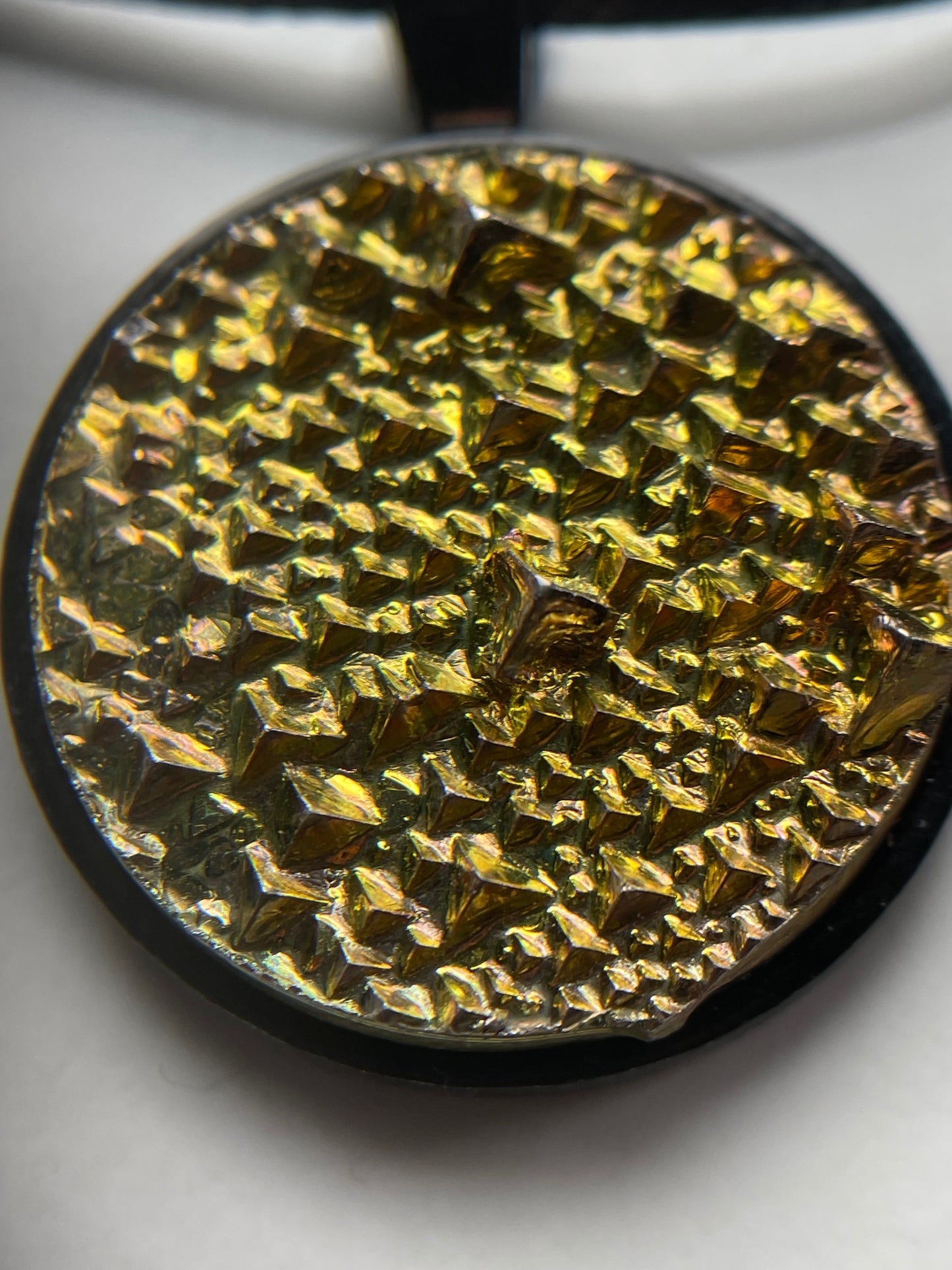 Gold Bismuth Crystal Metal Art Cord Necklace CIRCLE