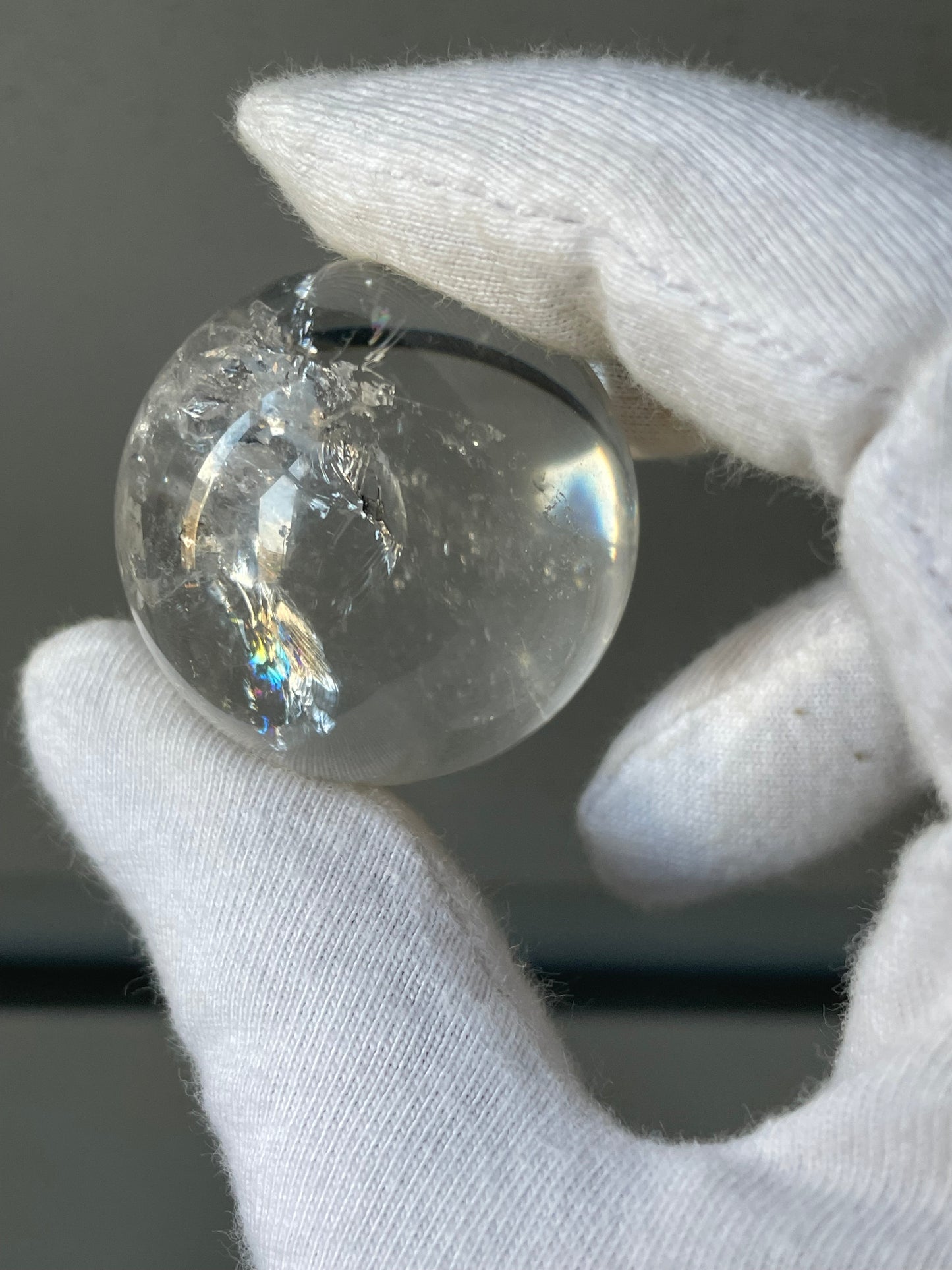 Rainbow Quartz Crystal Gemstone Sphere Clay Ruby Ring Holder Gift Set