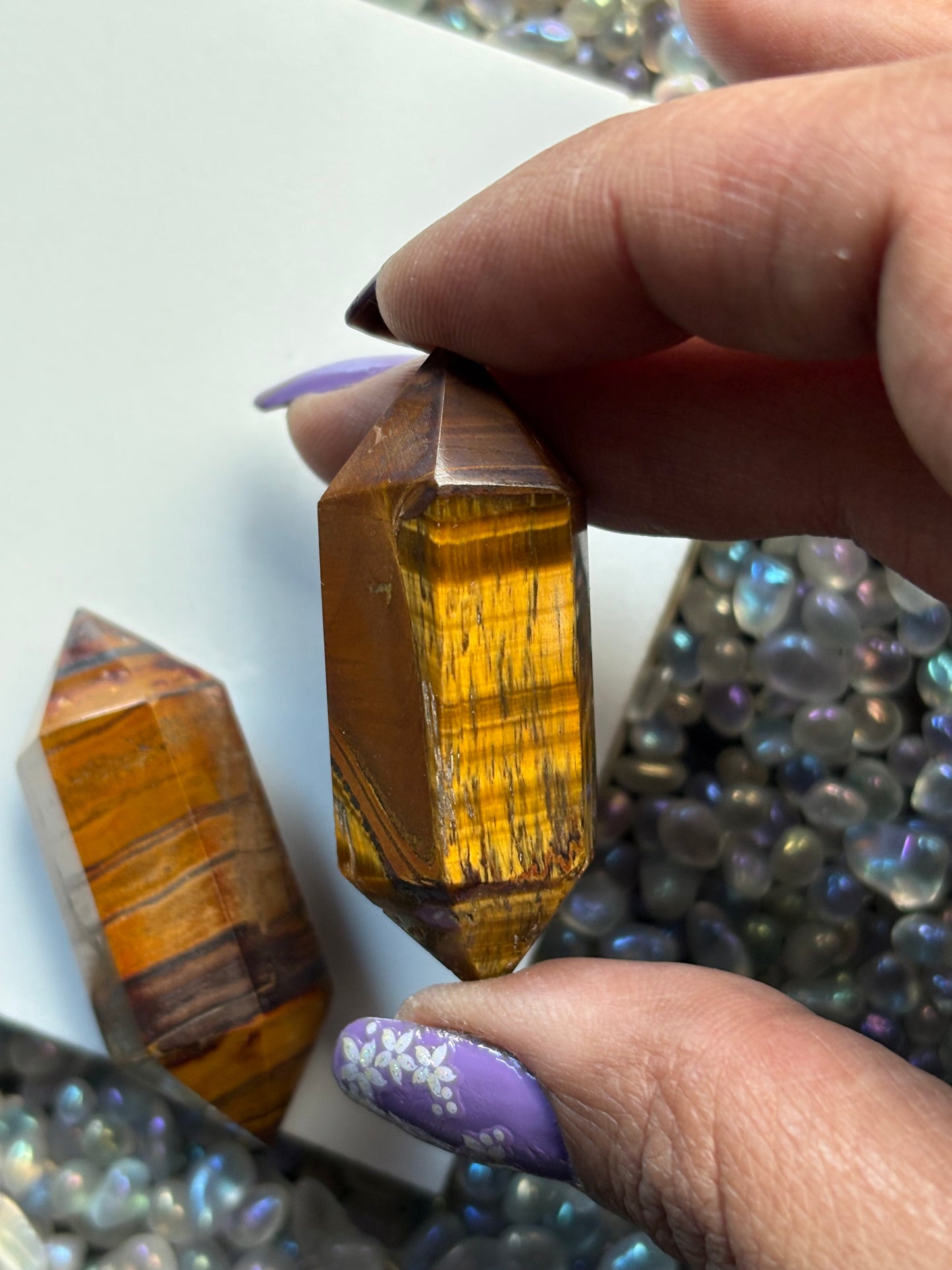 Brown Tigers Eye Gemstone Crystal Double Terminated Mini Point