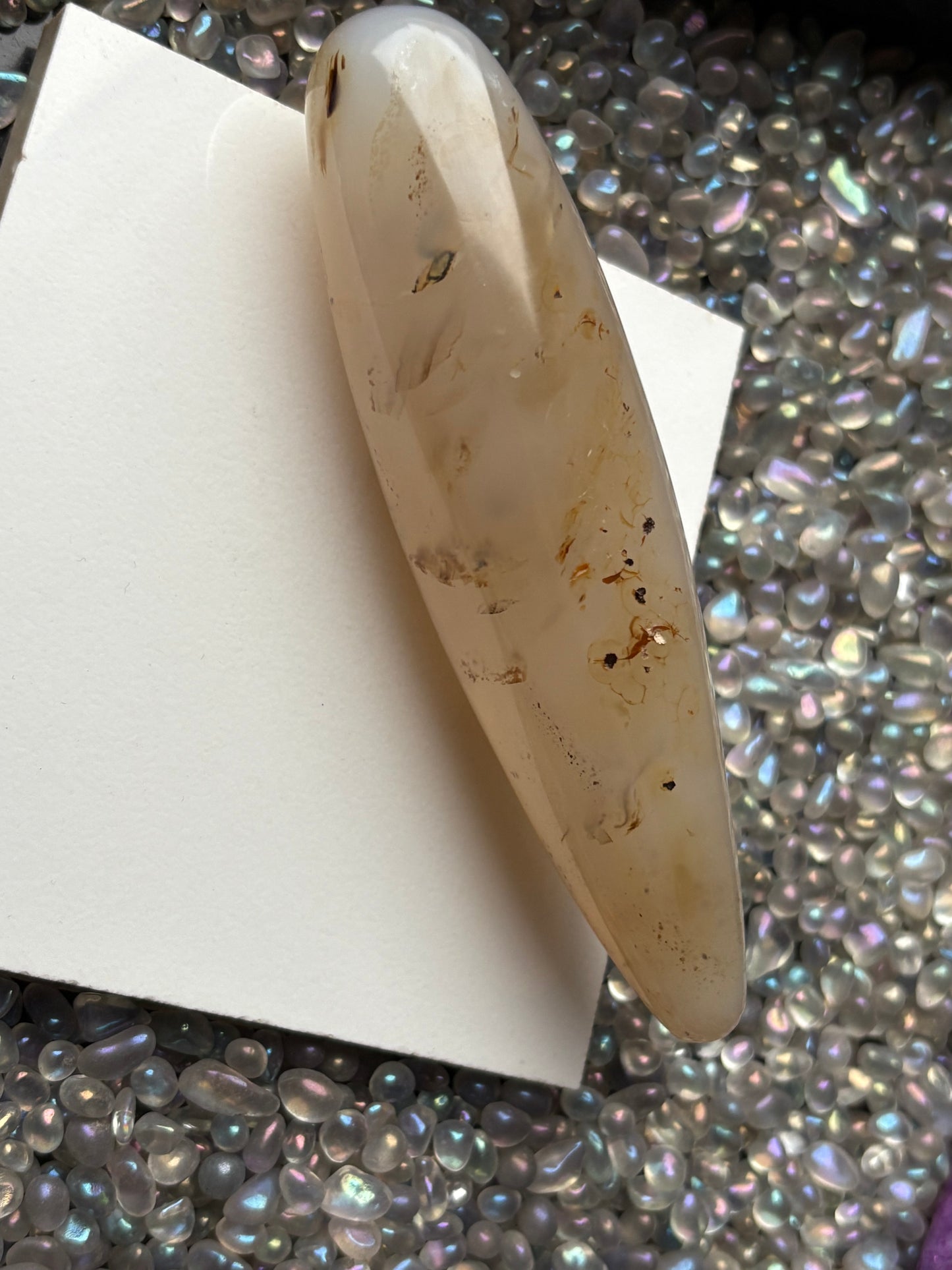 Dendritic Agate Crystal Gemstone Massage Wand — Self-care Tool - Medium