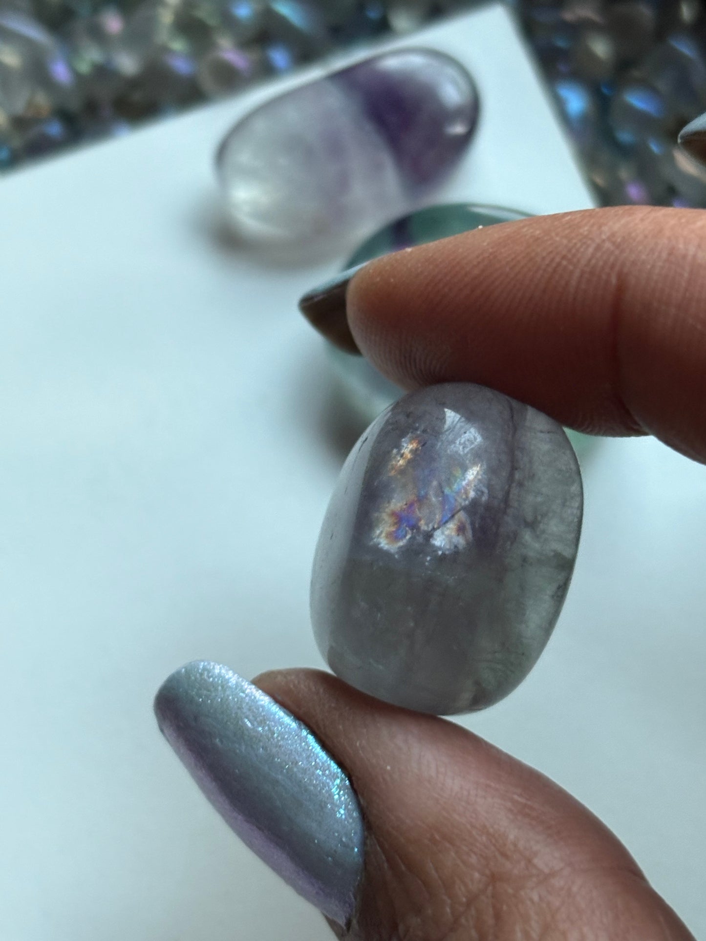 Rainbow Fluorite Tumbled Gemstone Crystal - Medium