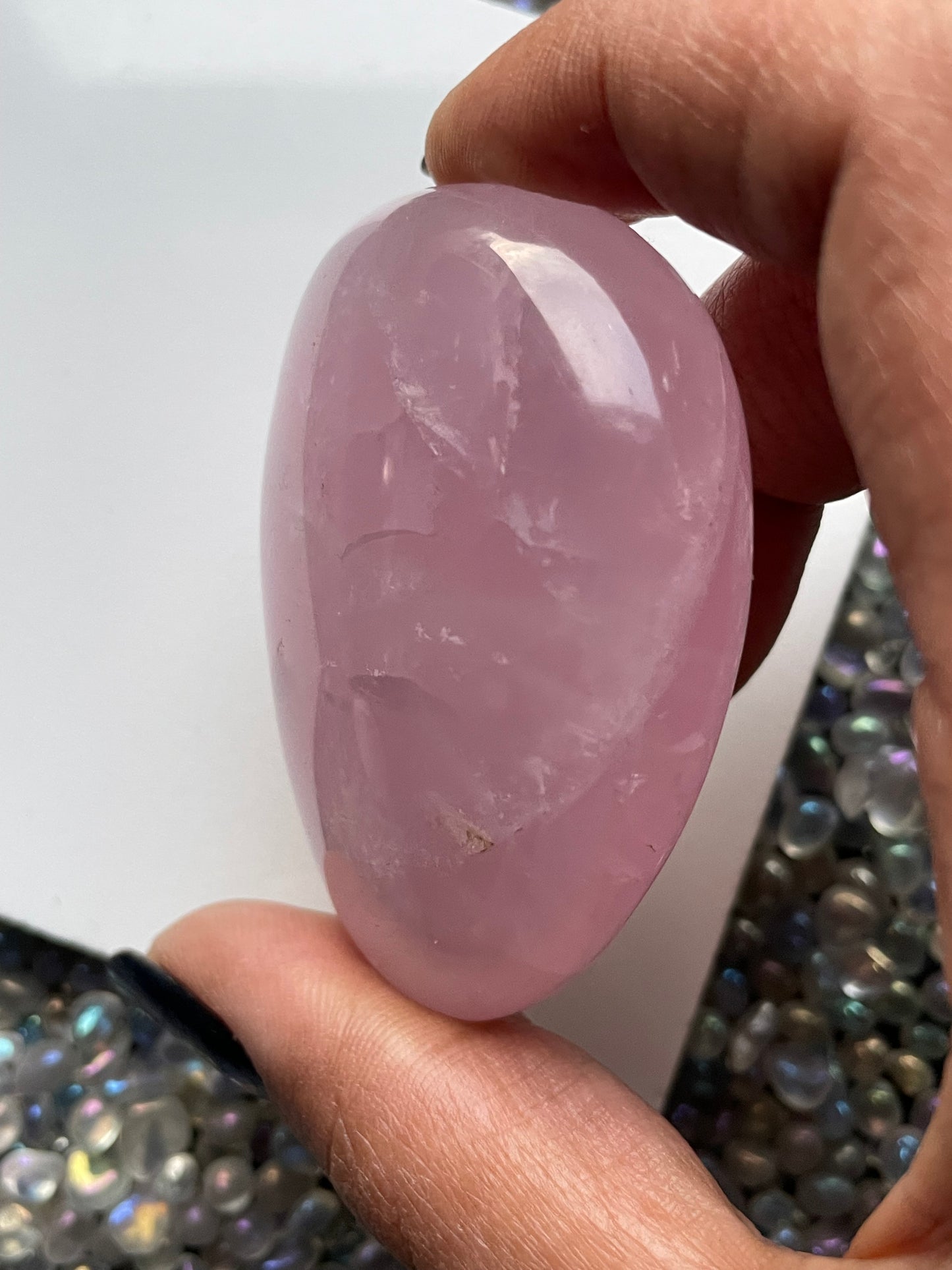 Star Rose Quartz Crystal Gemstone - Palm Stone - (2)