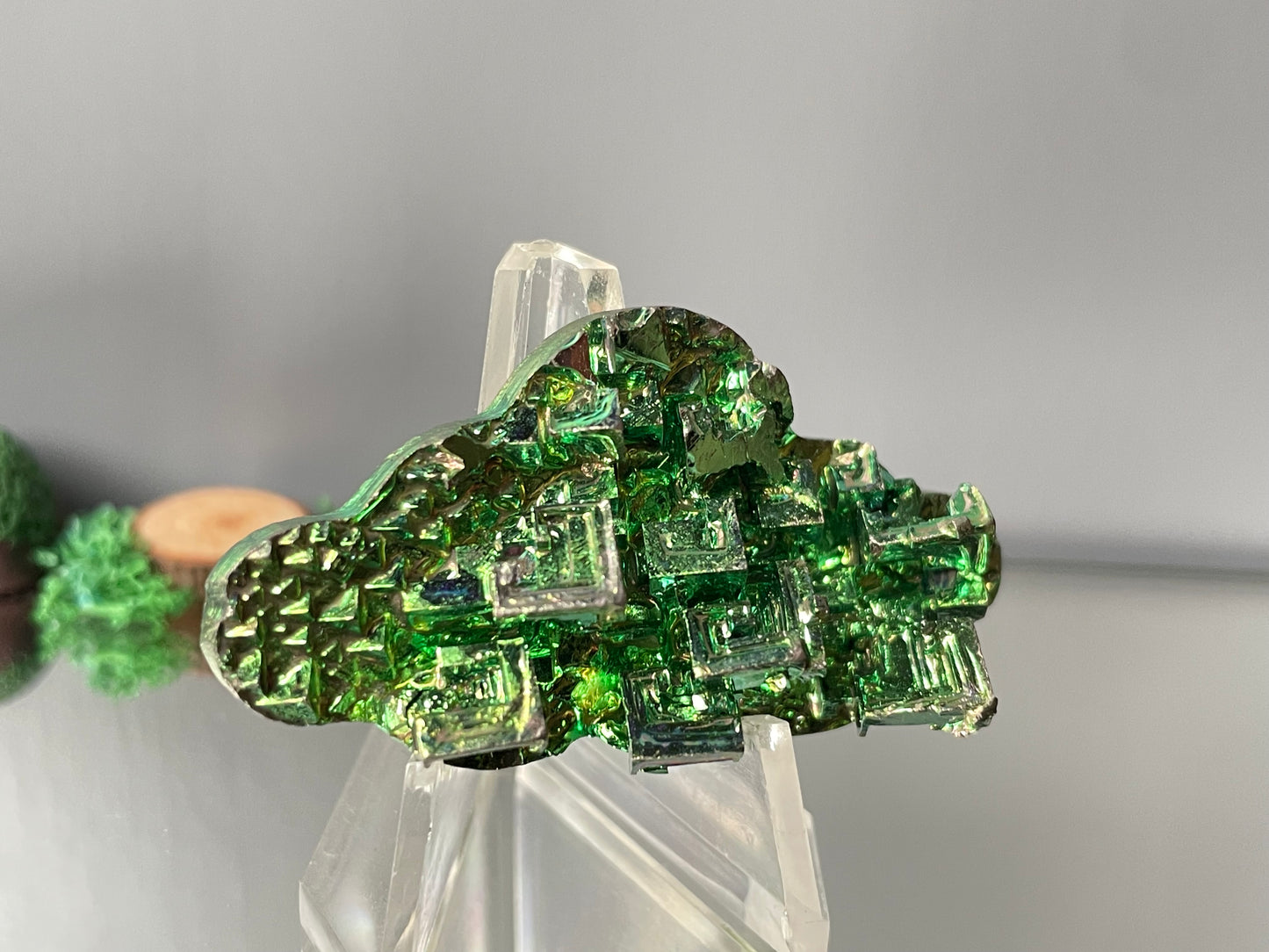 Green Bismuth Crystal Cloud Cut Out Metal Art