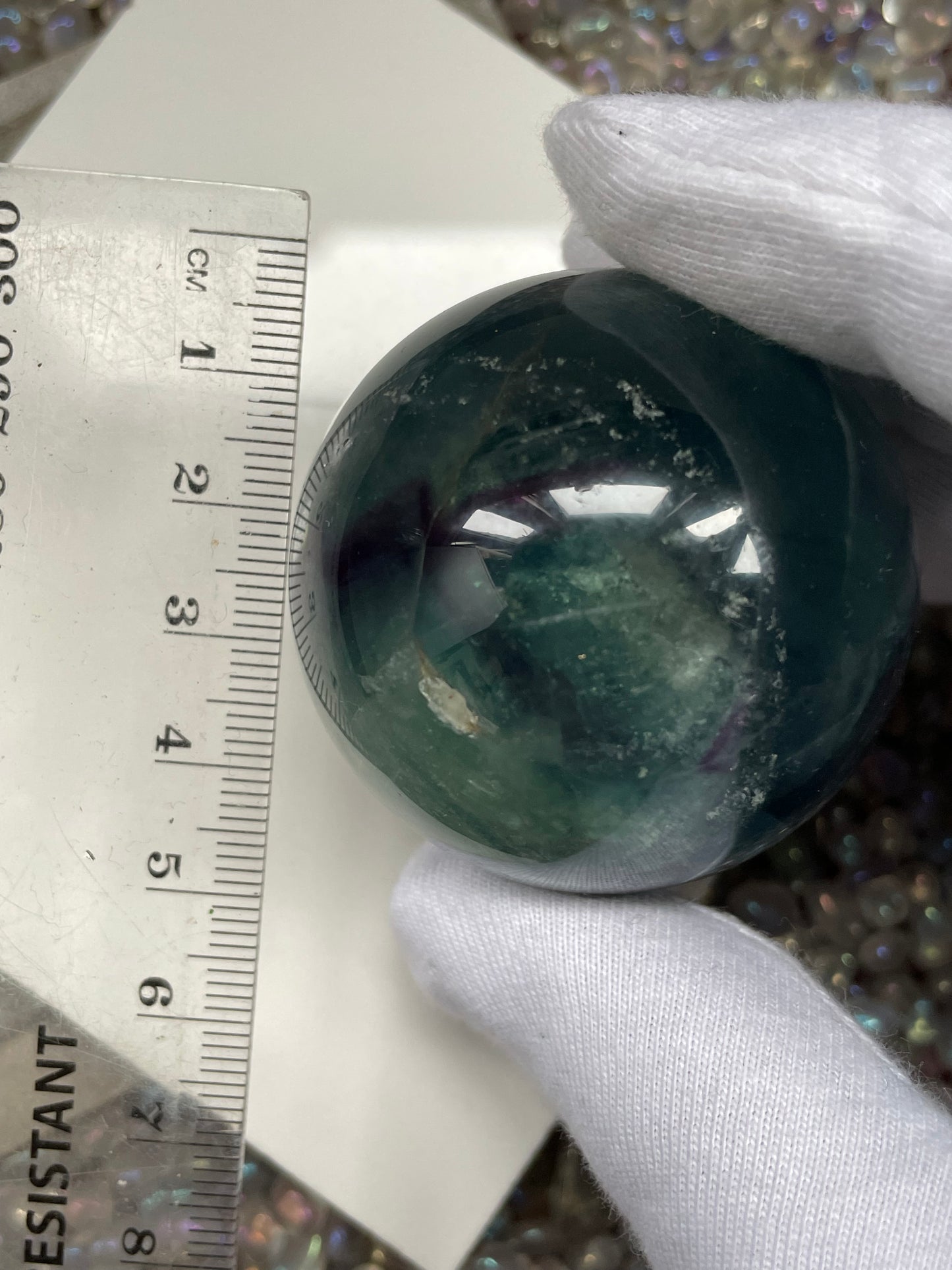 Teal Blue Purple Fluorite Gemstone Crystal Sphere (3)