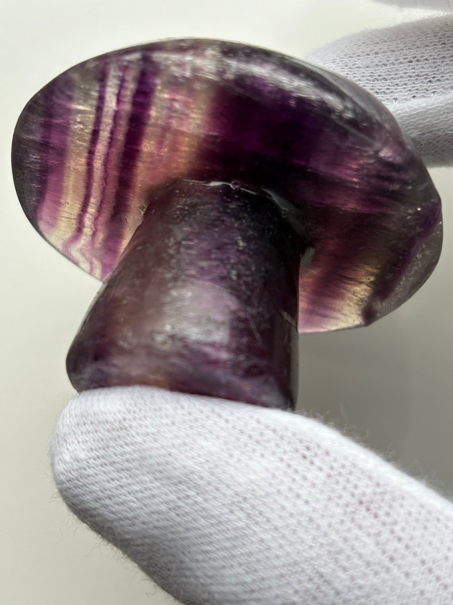 Purple Yellow Fluorite Crystal Gemstone Mushroom Carving (2) - Medium
