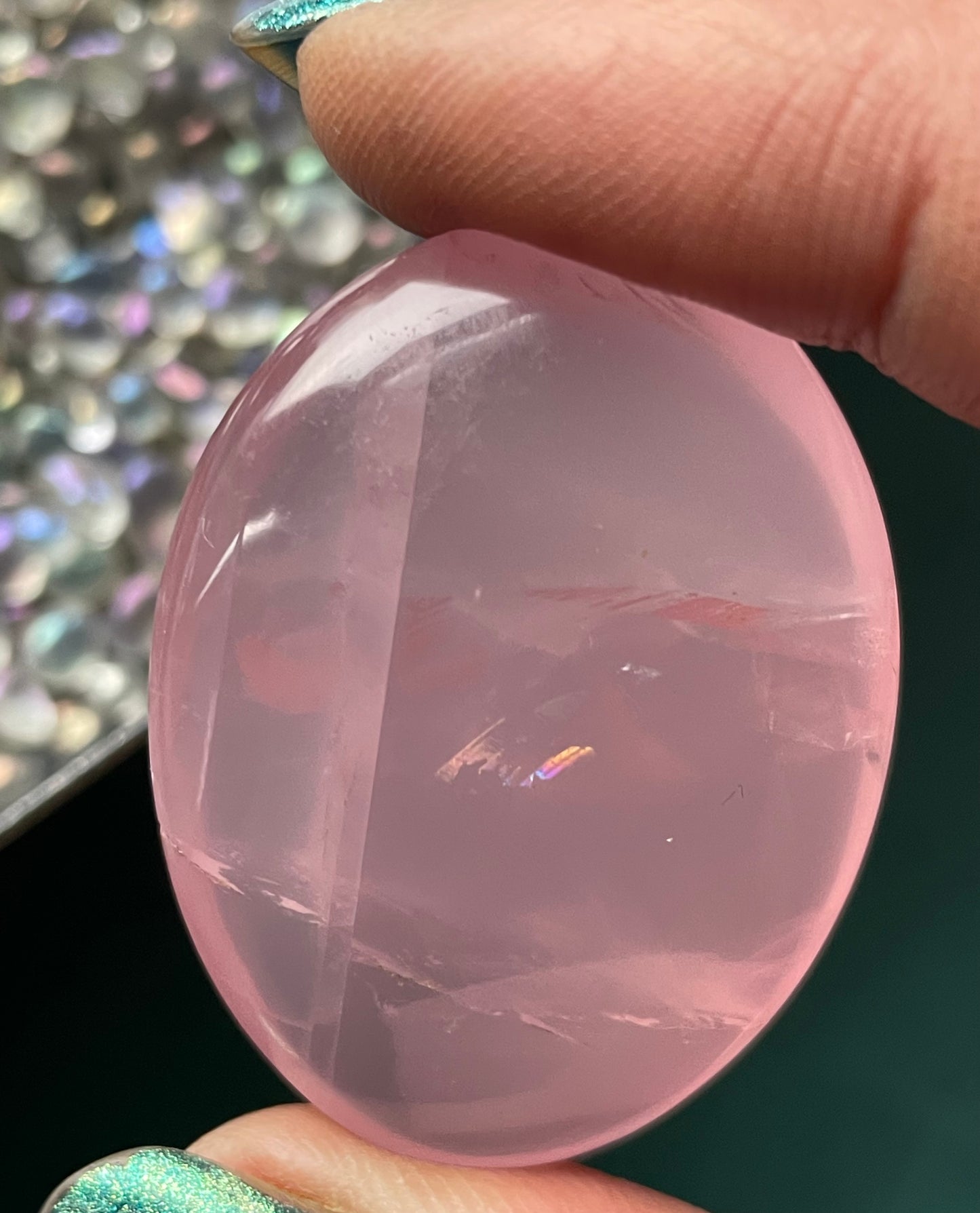 Star Rose Quartz Crystal Gemstone - Palm Stone - S (1)