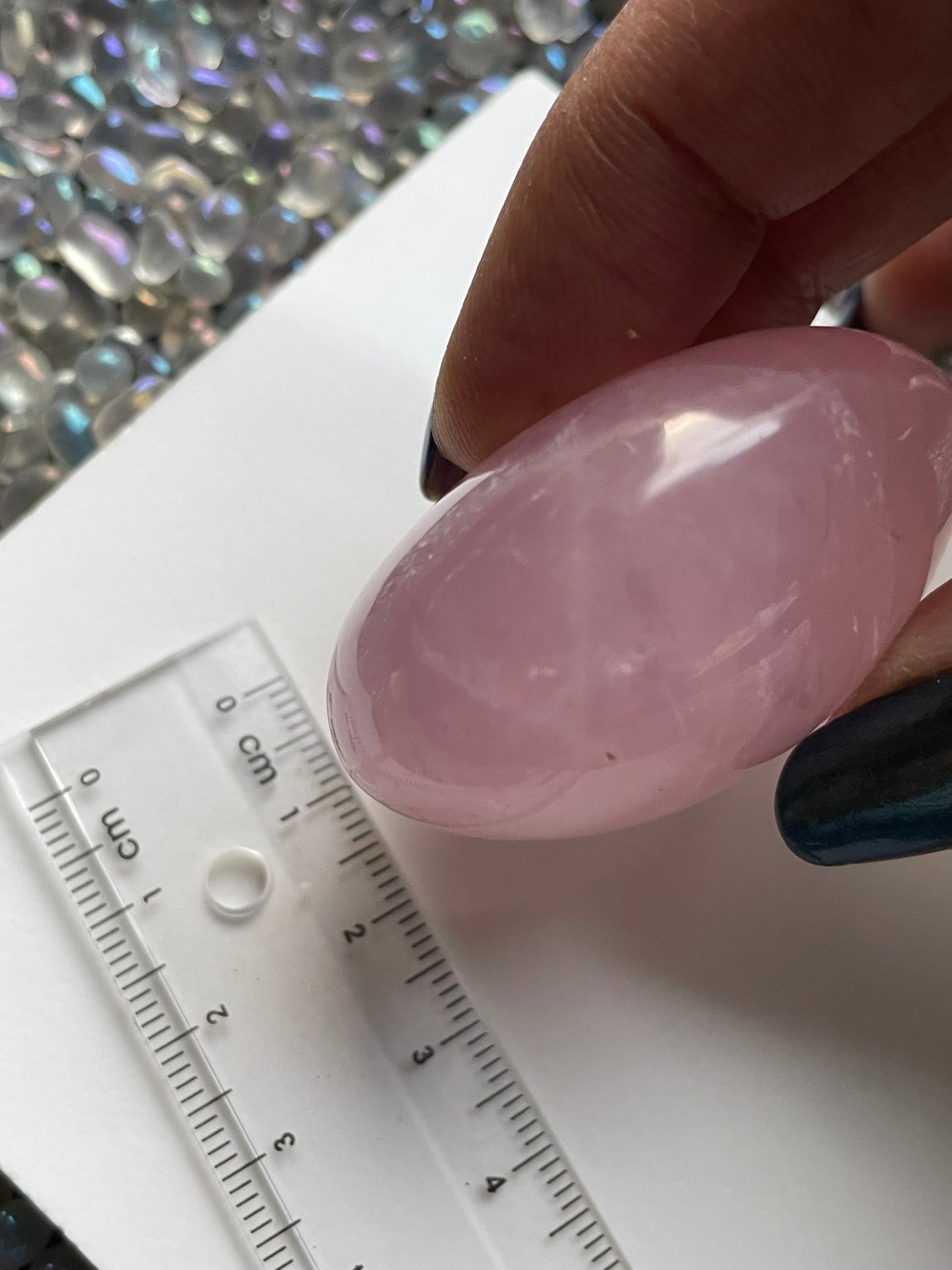 Star Rose Quartz Crystal Gemstone - Palm Stone - (1)