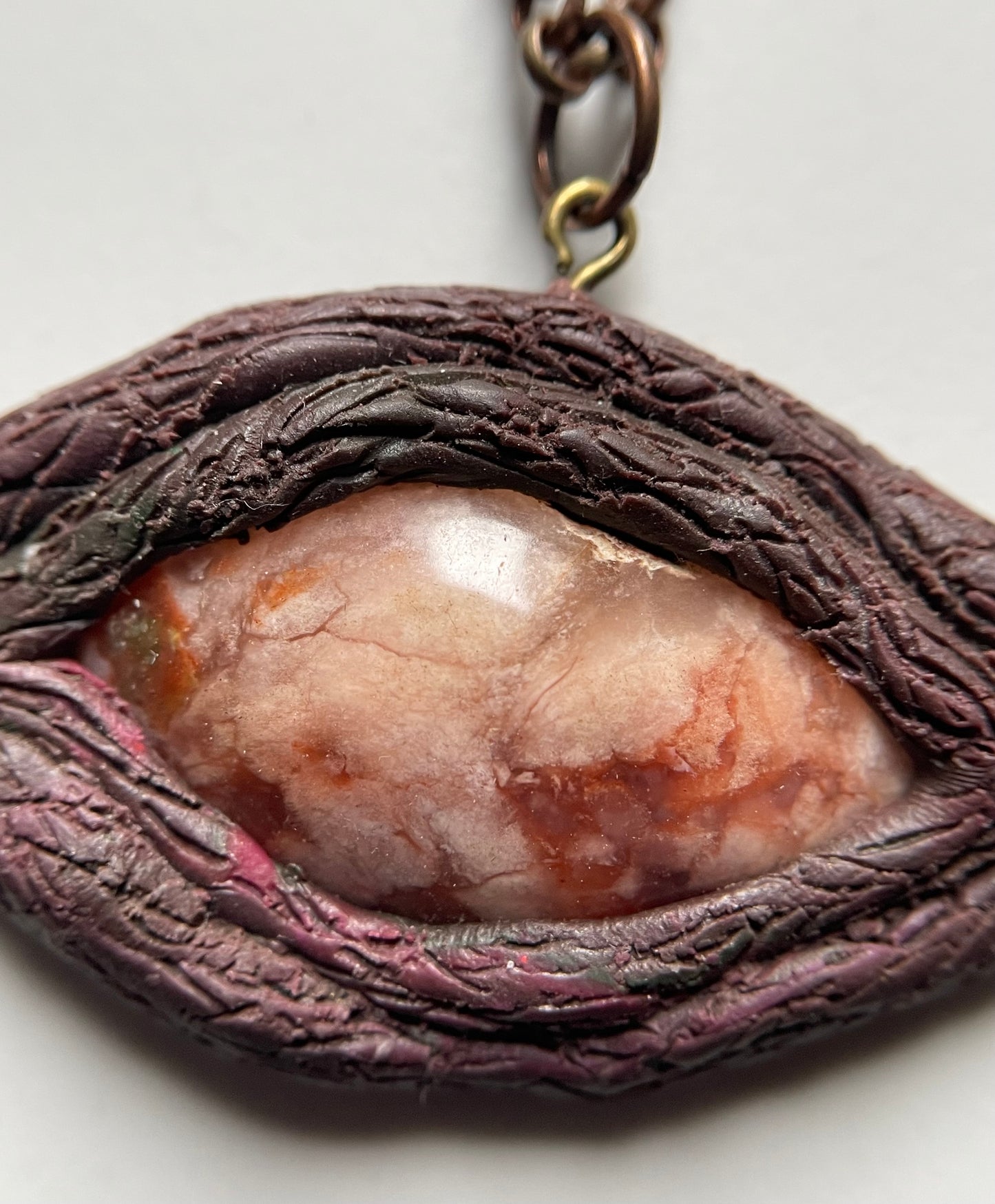 Red Flower Agate Crystal Gemstone Amulet Enchanted Forest Necklace