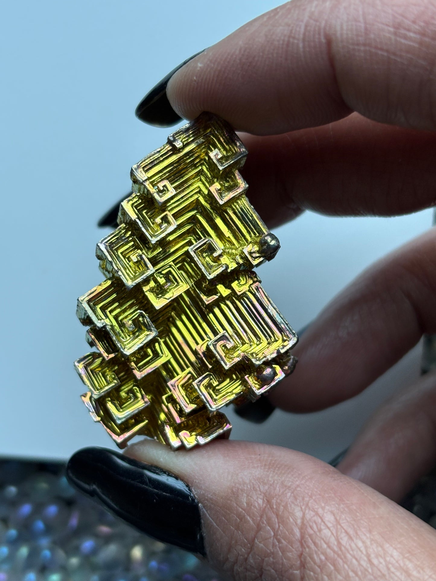 Gold Bismuth Crystal Specimen Metal Art G3
