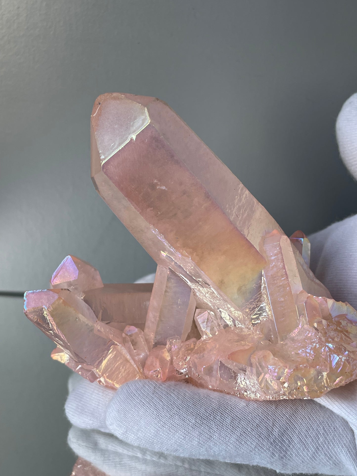 Rose Pink Aura Quartz Crystal Gemstone Cluster - Large